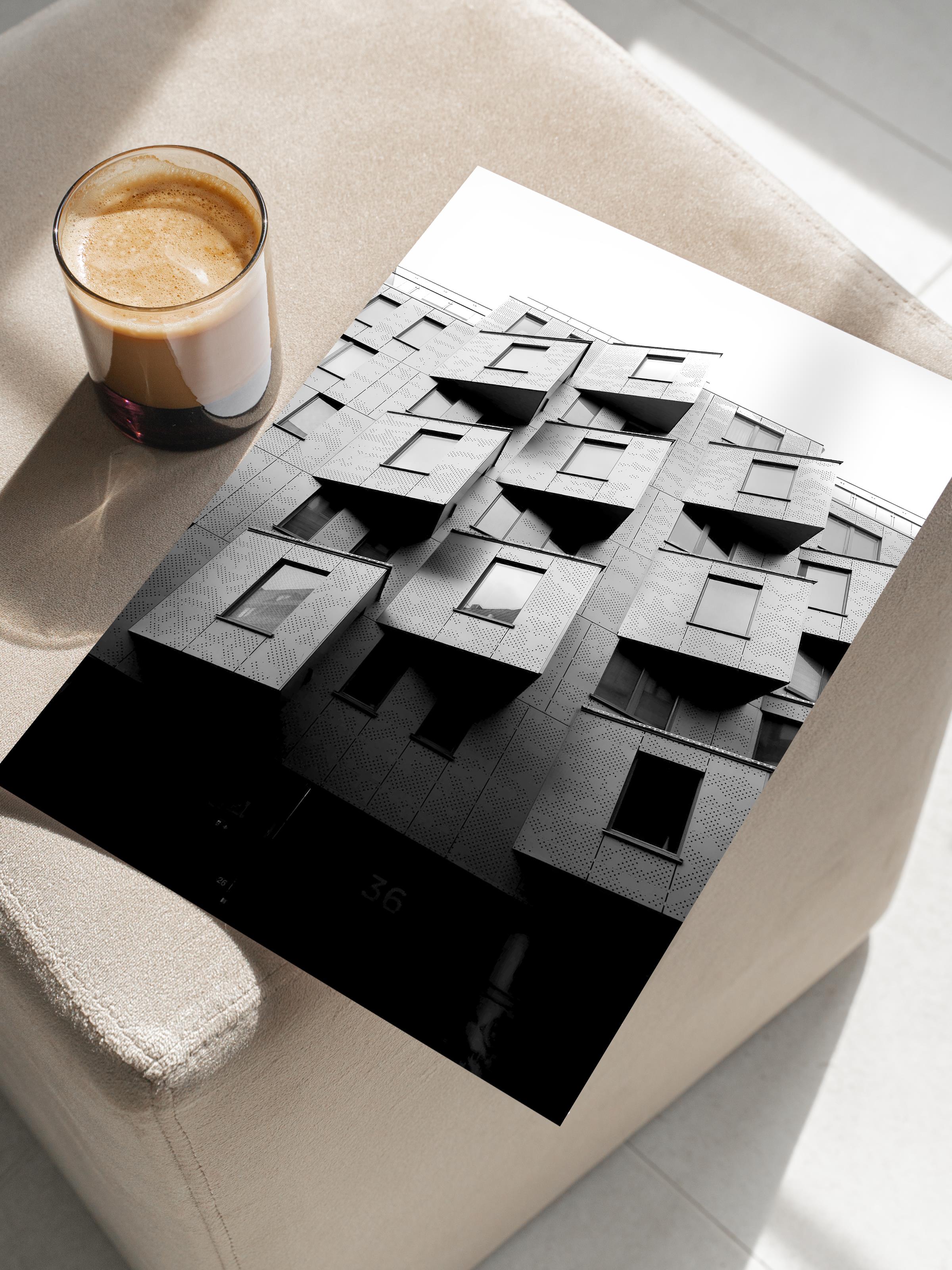 Mimari Poster, Siyah Beyaz Çerçevesiz Poster, Sanatsal Baskı NO:31 Estetik Ofis Duvar Dekoru, Dikey