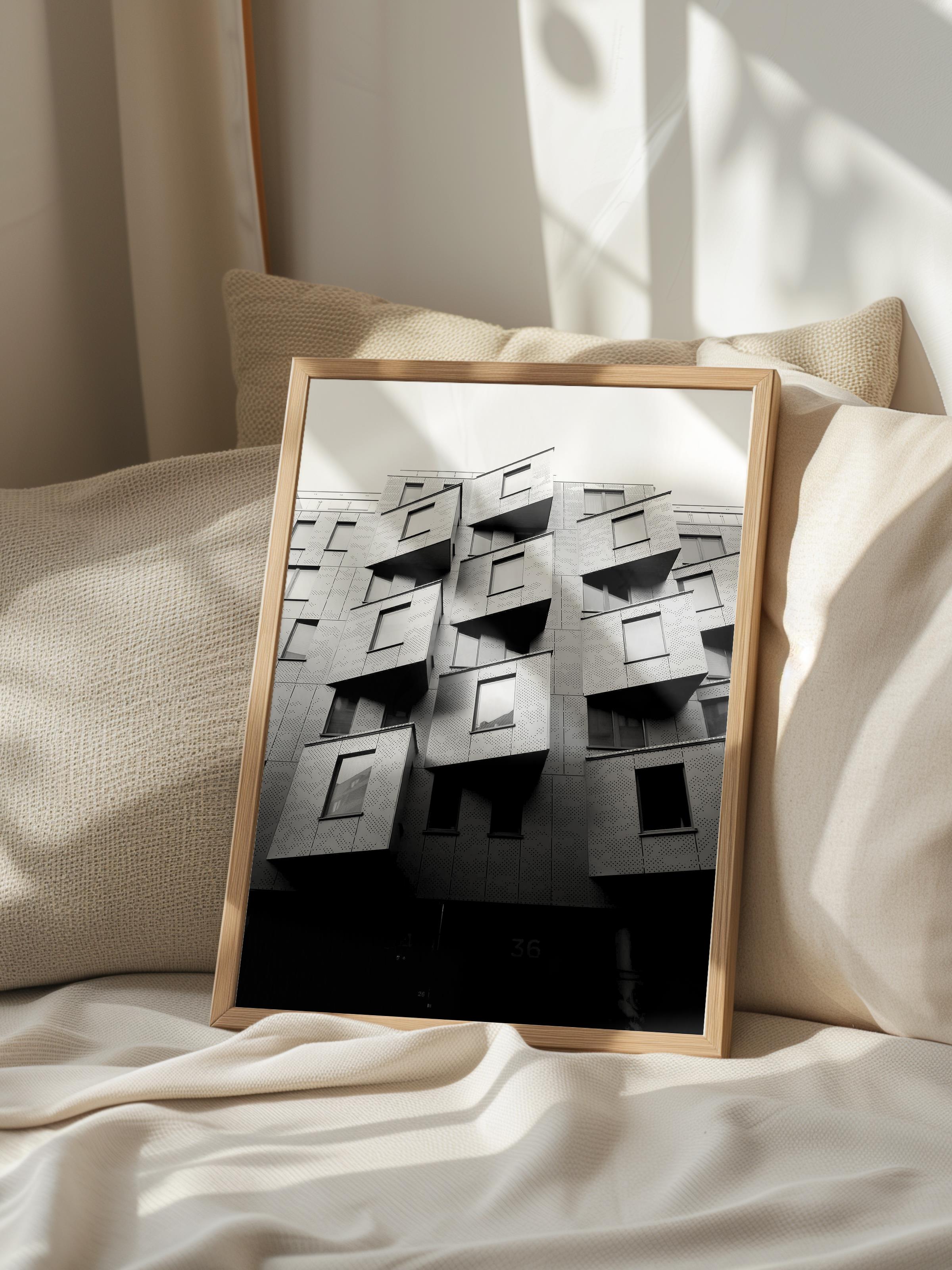 Mimari Poster, Siyah Beyaz Çerçevesiz Poster, Sanatsal Baskı NO:31 Estetik Ofis Duvar Dekoru, Dikey