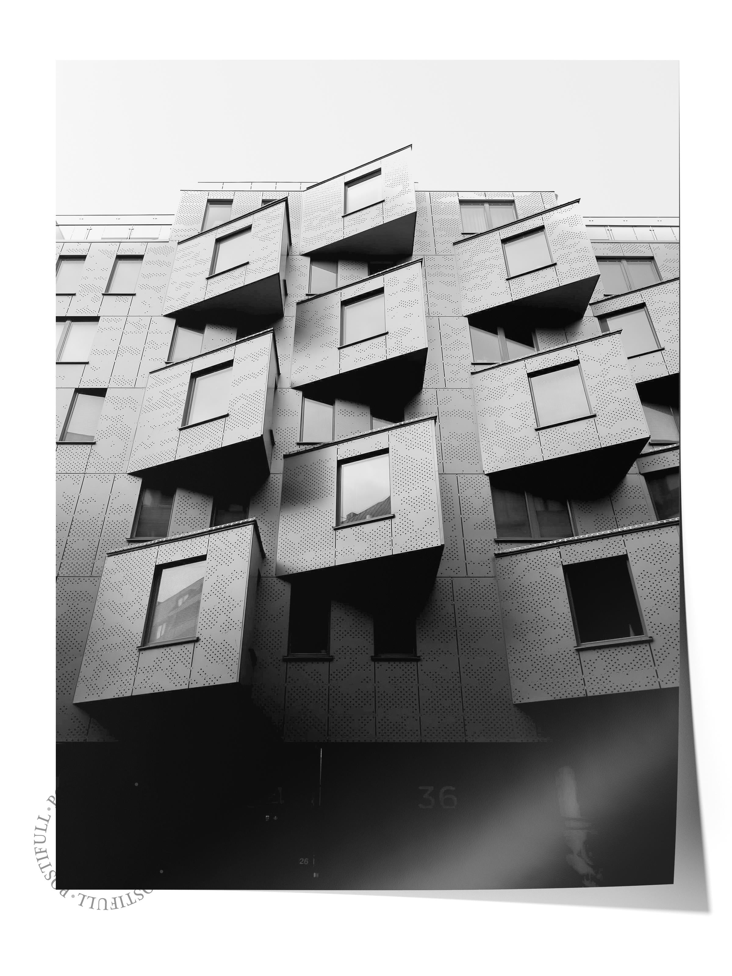 Mimari Poster, Siyah Beyaz Çerçevesiz Poster, Sanatsal Baskı NO:31 Estetik Ofis Duvar Dekoru, Dikey