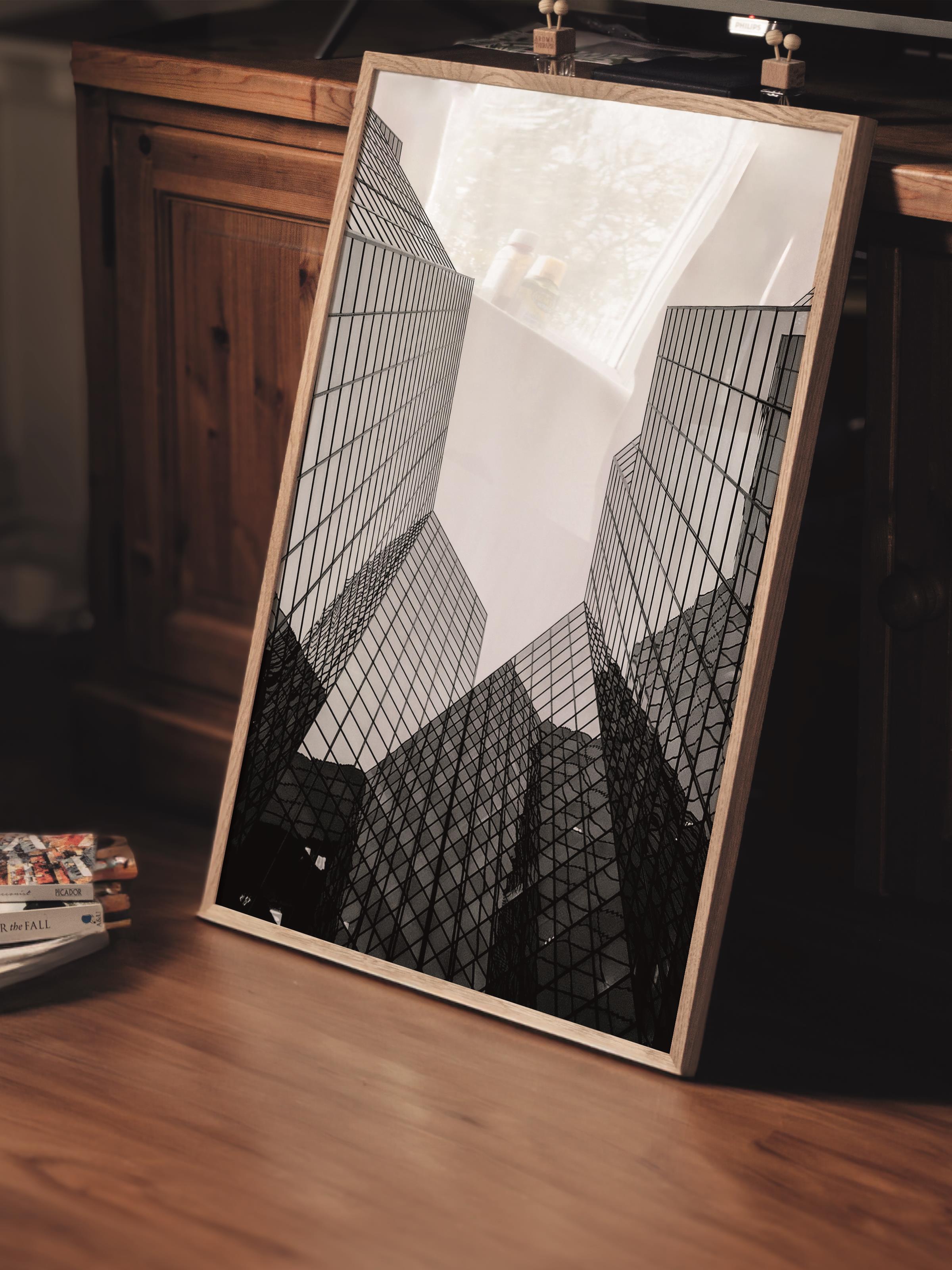 Mimari Poster, Siyah Beyaz Çerçevesiz Poster, Sanatsal Baskı NO:33 Estetik Ofis Duvar Dekoru, Dikey