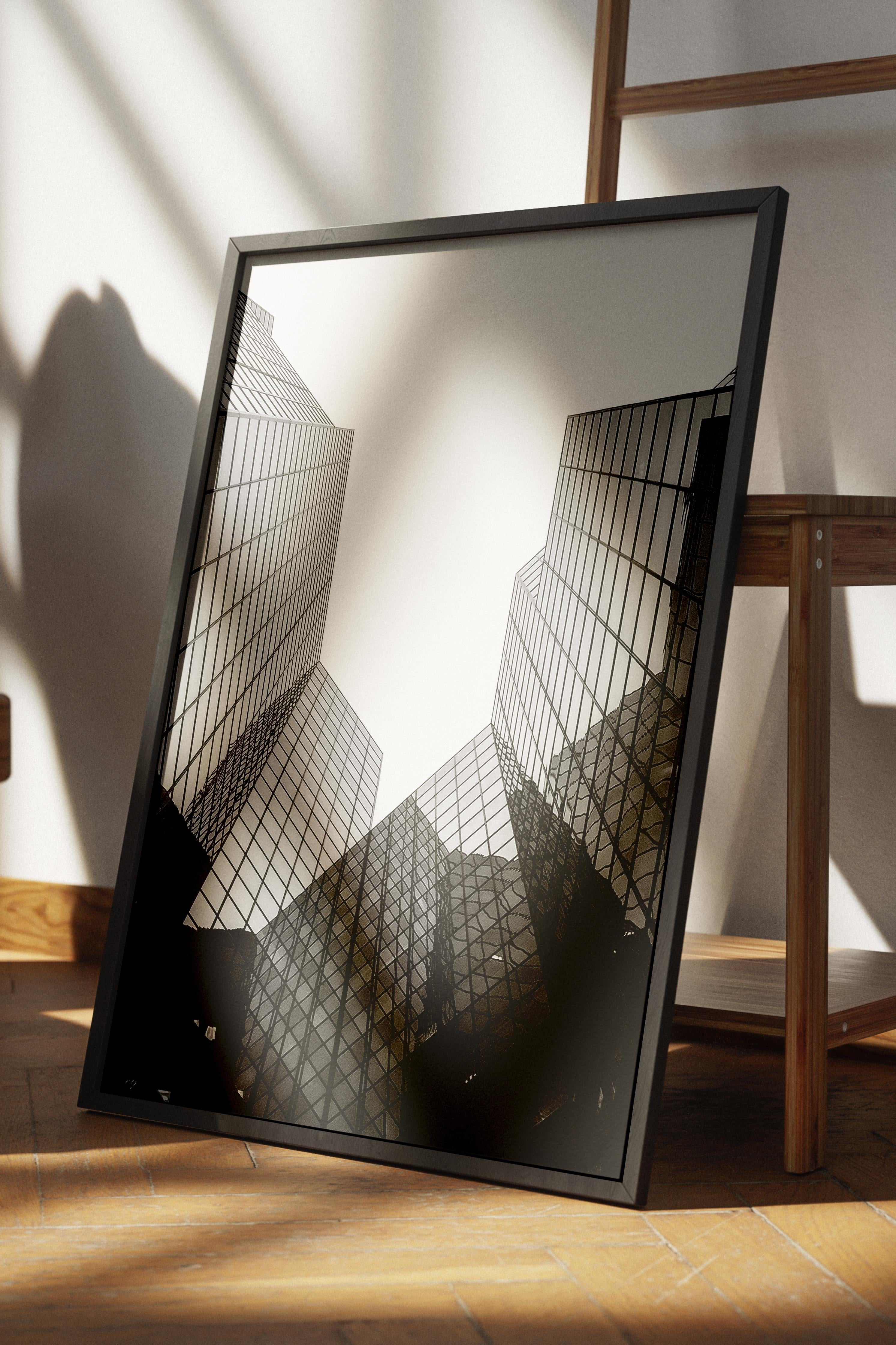 Mimari Poster, Siyah Beyaz Çerçevesiz Poster, Sanatsal Baskı NO:33 Estetik Ofis Duvar Dekoru, Dikey