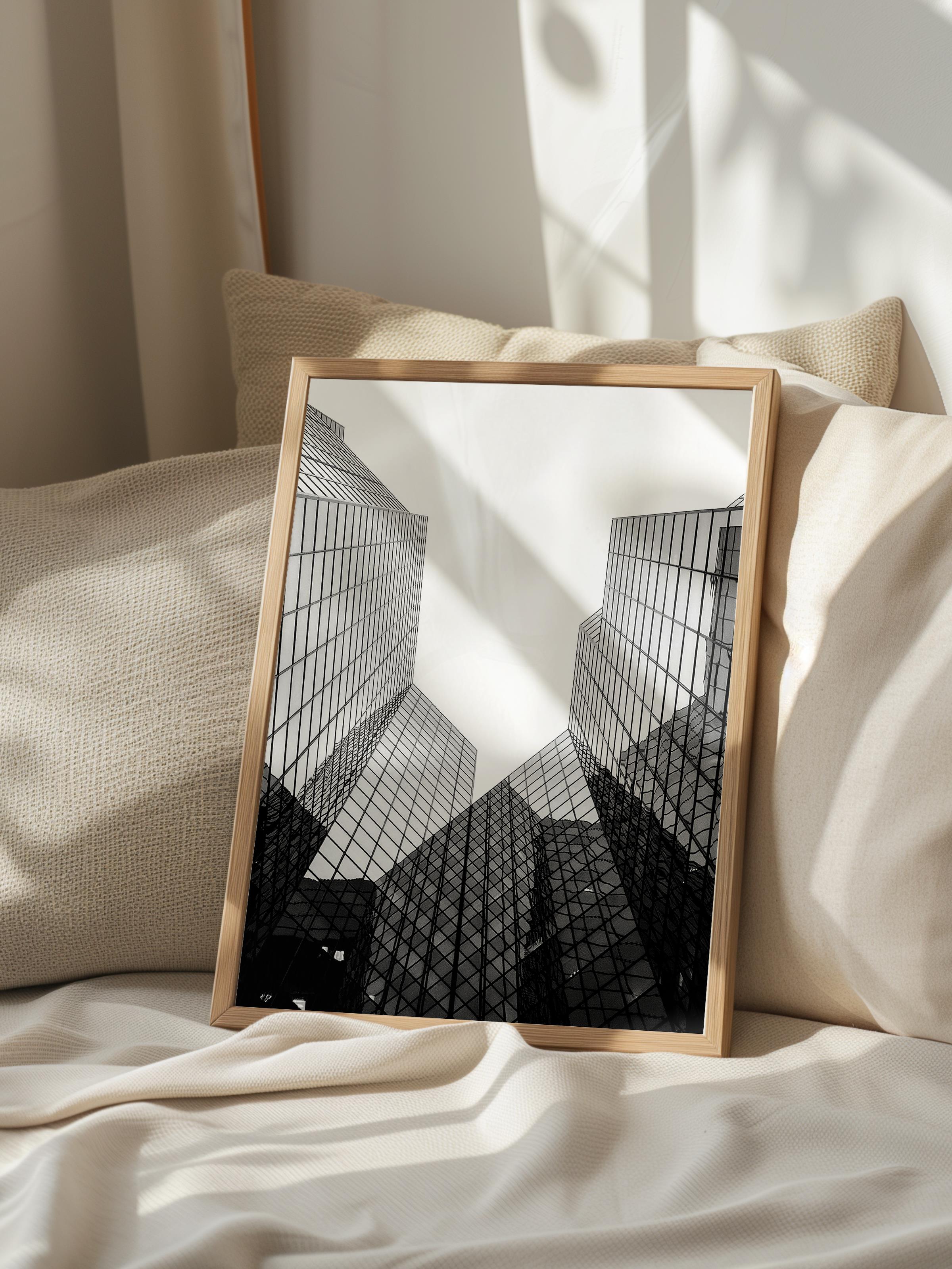 Mimari Poster, Siyah Beyaz Çerçevesiz Poster, Sanatsal Baskı NO:33 Estetik Ofis Duvar Dekoru, Dikey