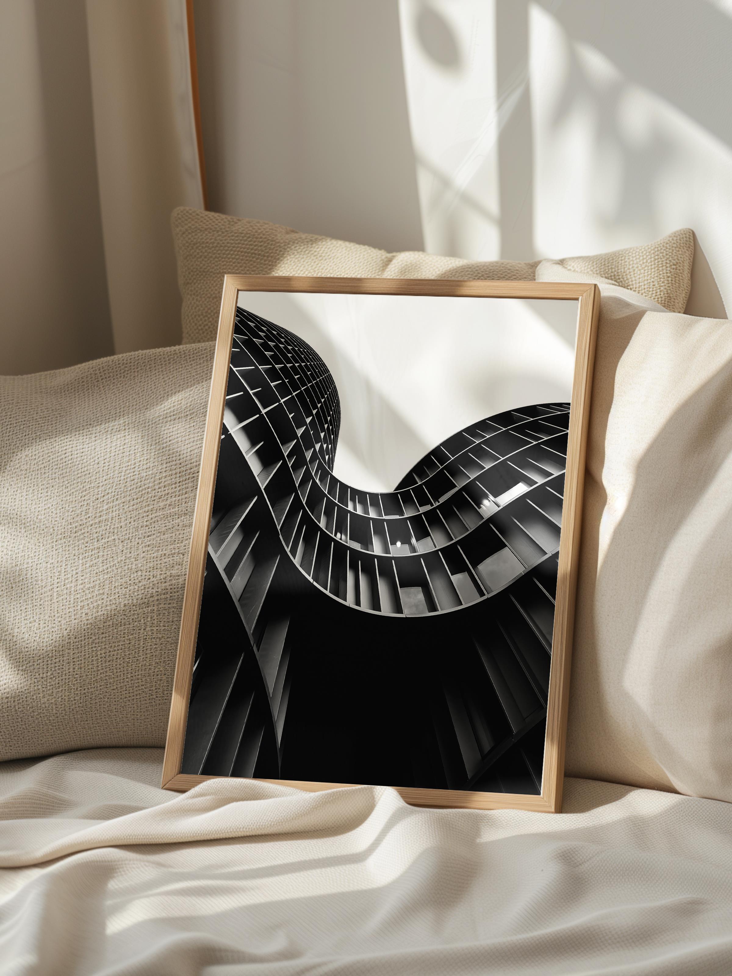Mimari Poster, Siyah Beyaz Çerçevesiz Poster, Sanatsal Baskı NO:39 Estetik Ofis Duvar Dekoru, Dikey