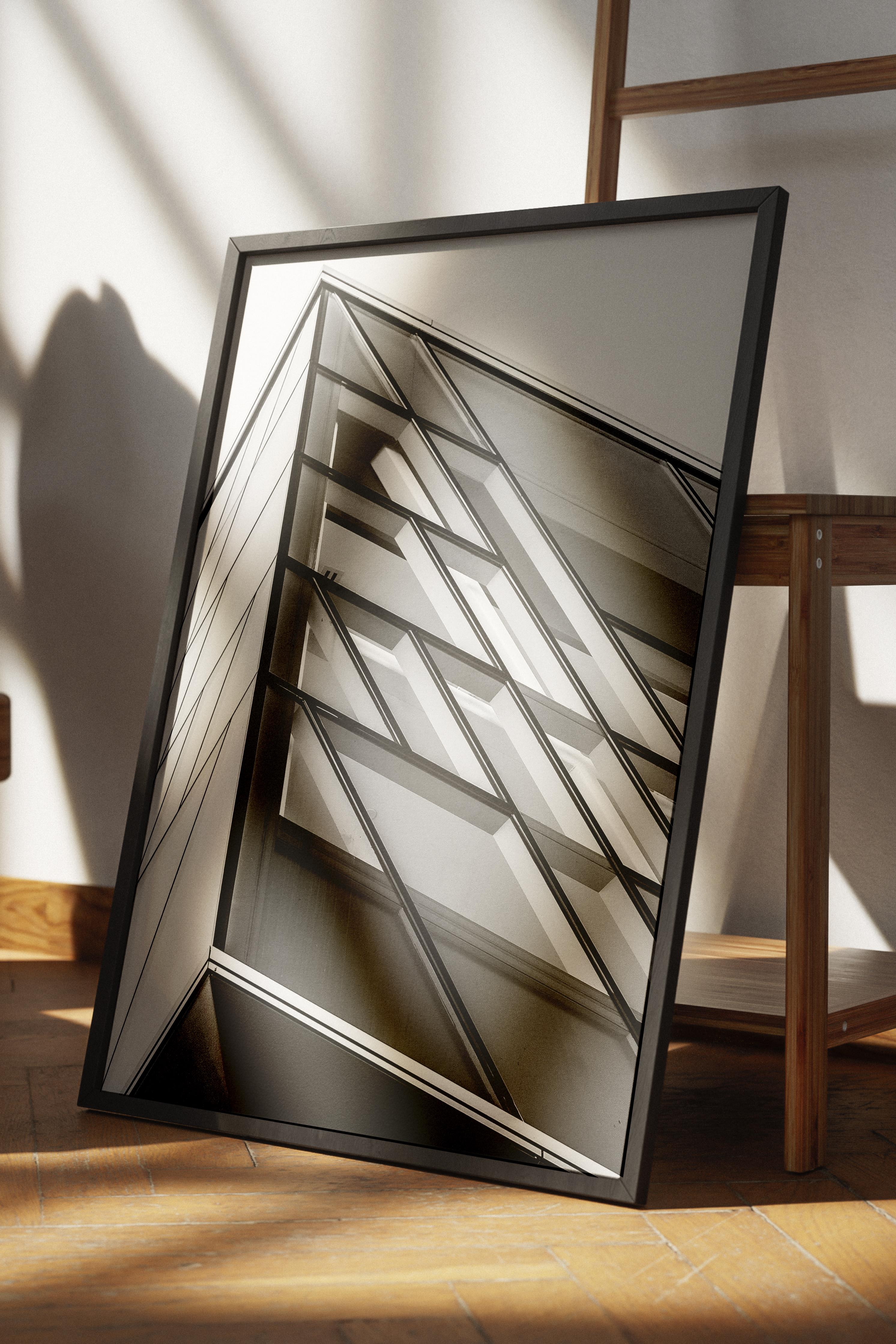 Mimari Poster, Siyah Beyaz Çerçevesiz Poster, Sanatsal Baskı NO:4 Estetik Ofis Duvar Dekoru, Dikey