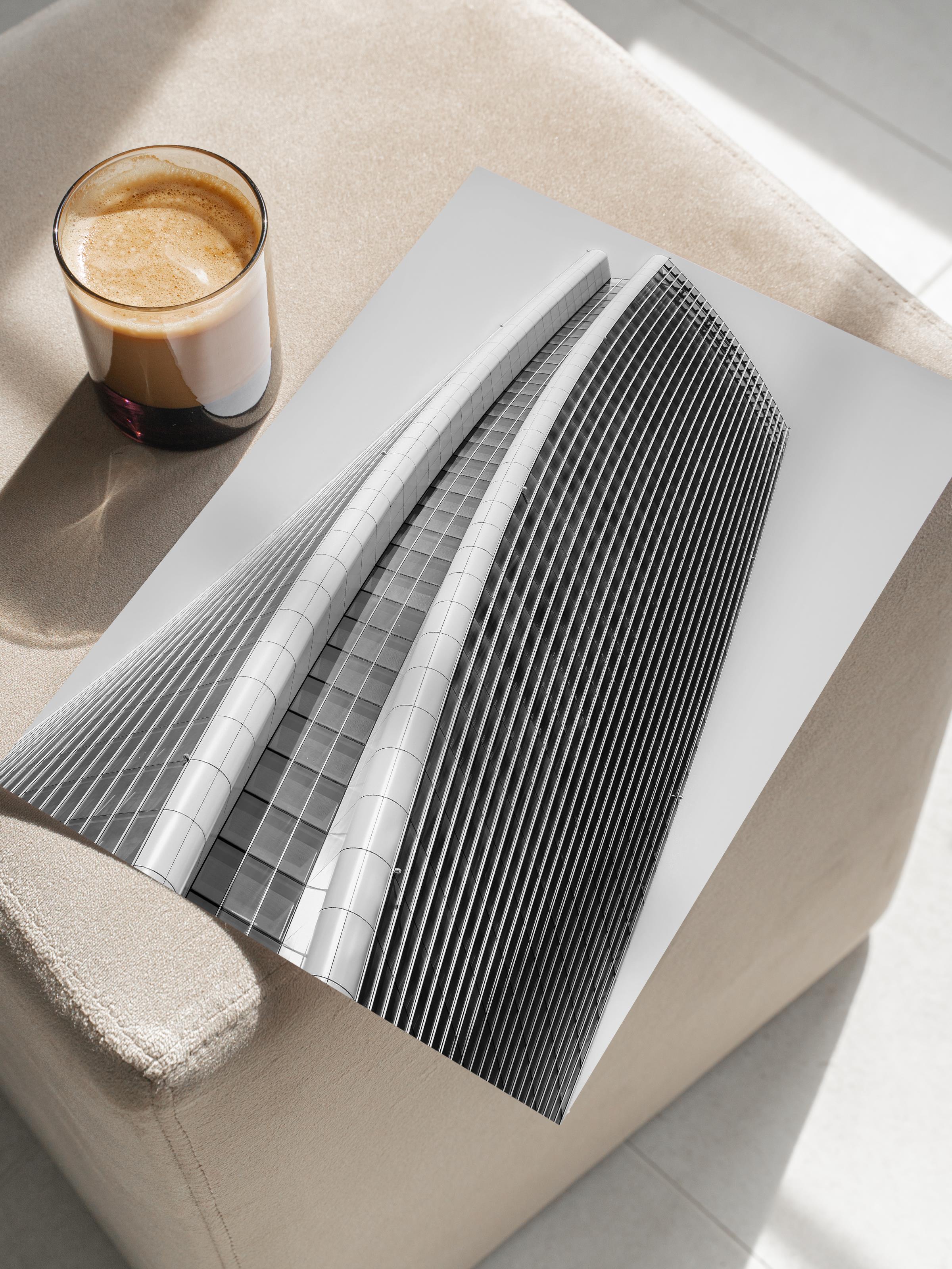 Mimari Poster, Siyah Beyaz Çerçevesiz Poster, Sanatsal Baskı NO:40 Estetik Ofis Duvar Dekoru, Dikey