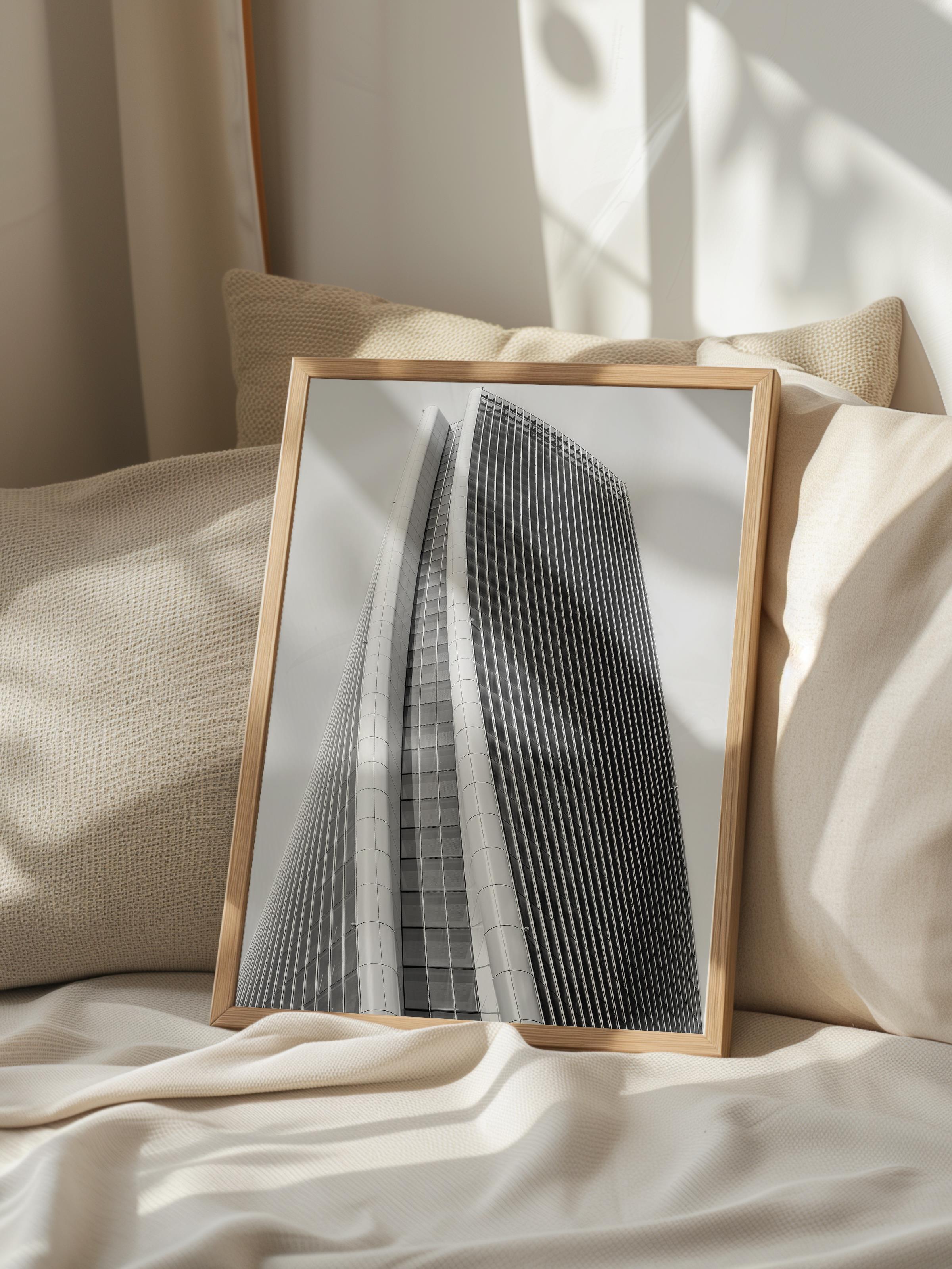 Mimari Poster, Siyah Beyaz Çerçevesiz Poster, Sanatsal Baskı NO:40 Estetik Ofis Duvar Dekoru, Dikey