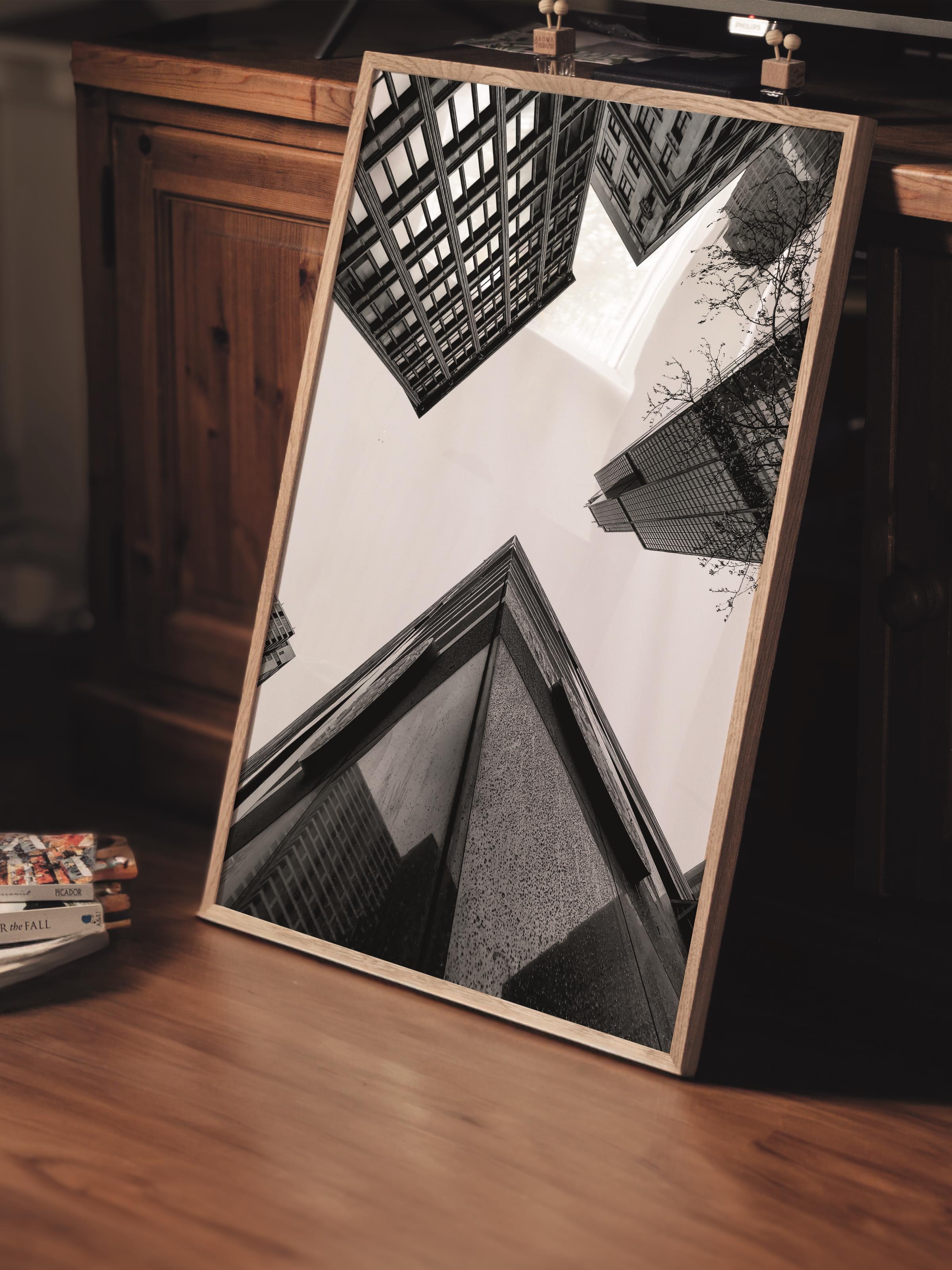 Mimari Poster, Siyah Beyaz Çerçevesiz Poster, Sanatsal Baskı NO:49 Estetik Ofis Duvar Dekoru, Dikey