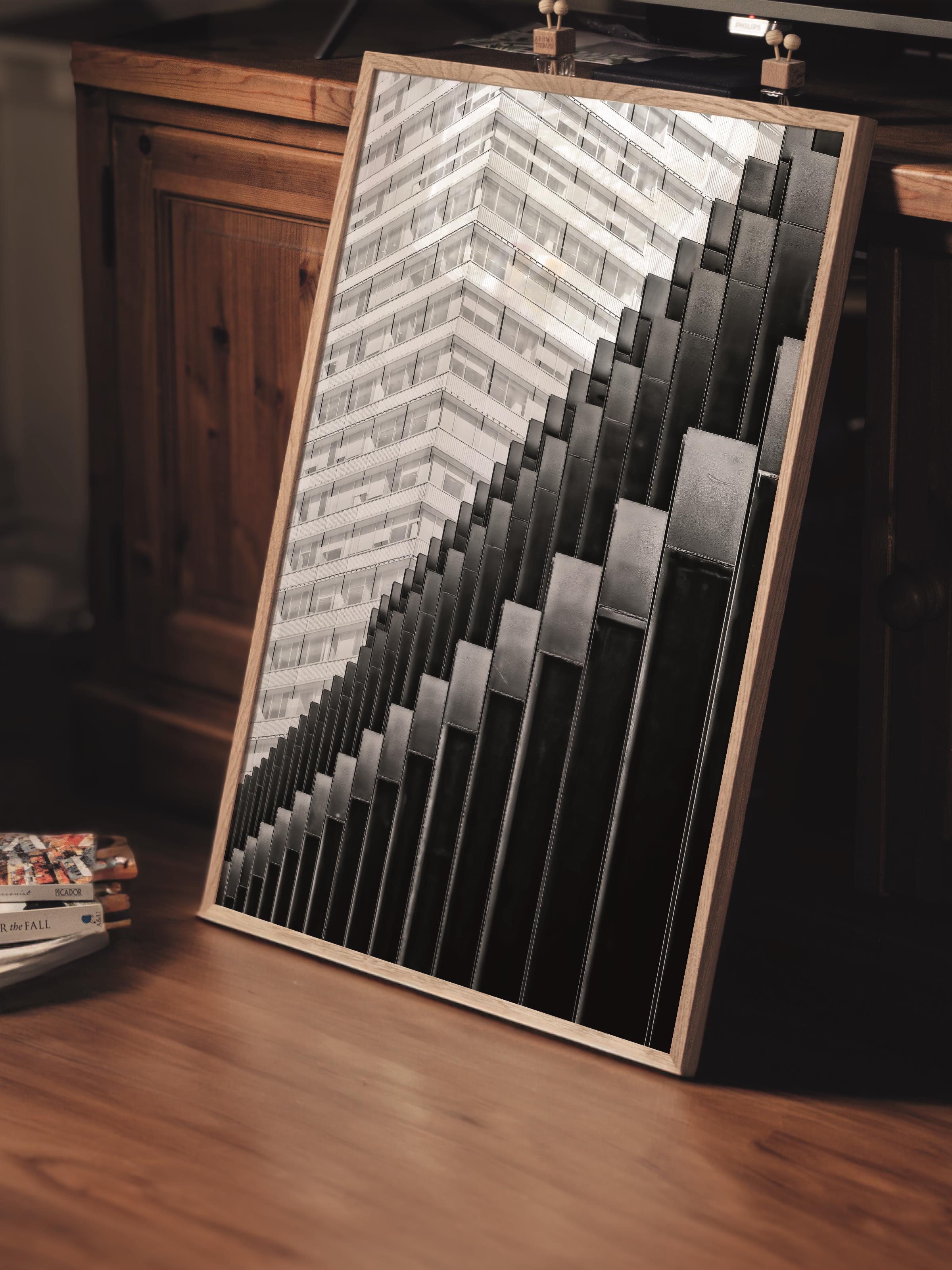 Mimari Poster, Siyah Beyaz Çerçevesiz Poster, Sanatsal Baskı NO:5 Estetik Ofis Duvar Dekoru, Dikey