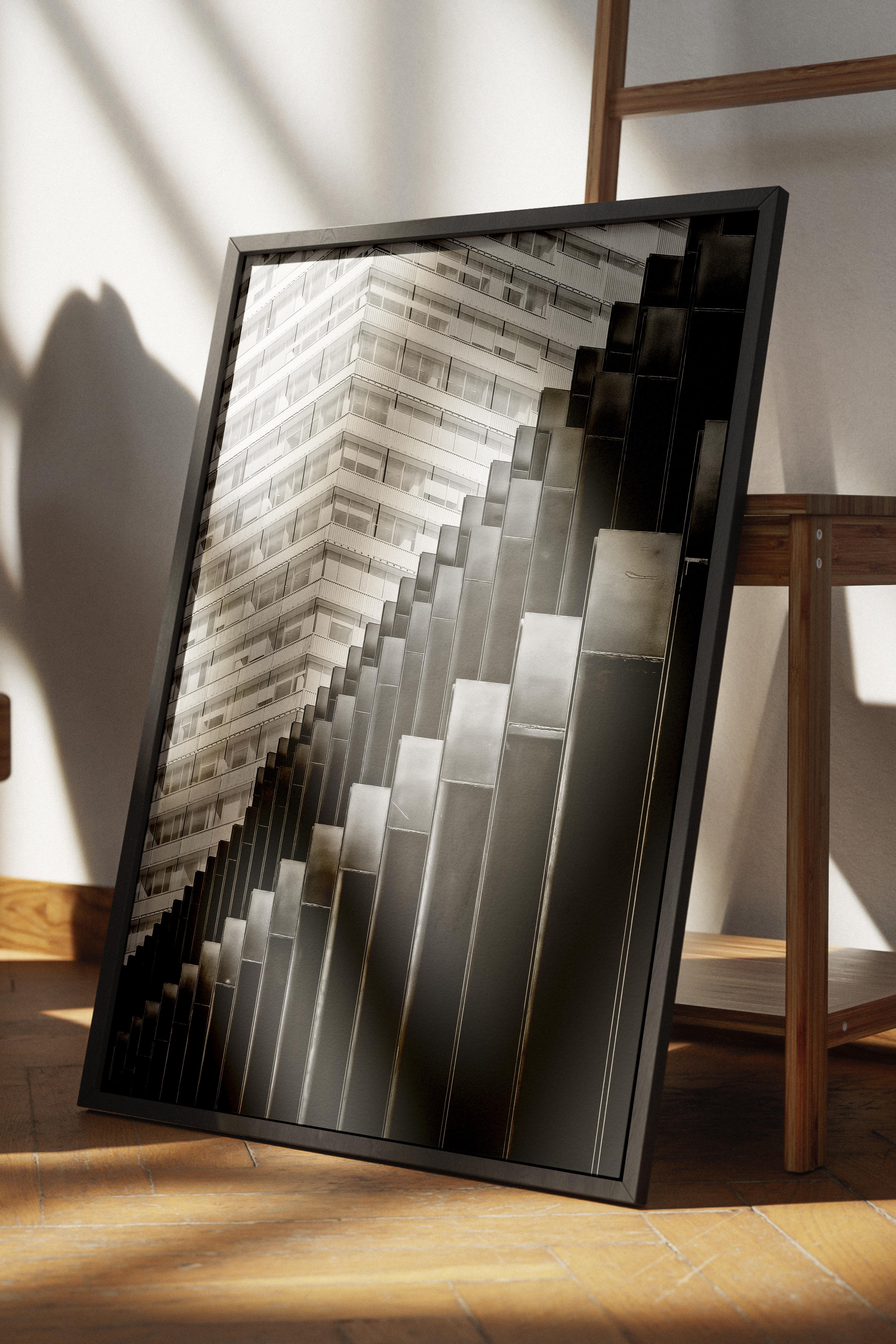 Mimari Poster, Siyah Beyaz Çerçevesiz Poster, Sanatsal Baskı NO:5 Estetik Ofis Duvar Dekoru, Dikey