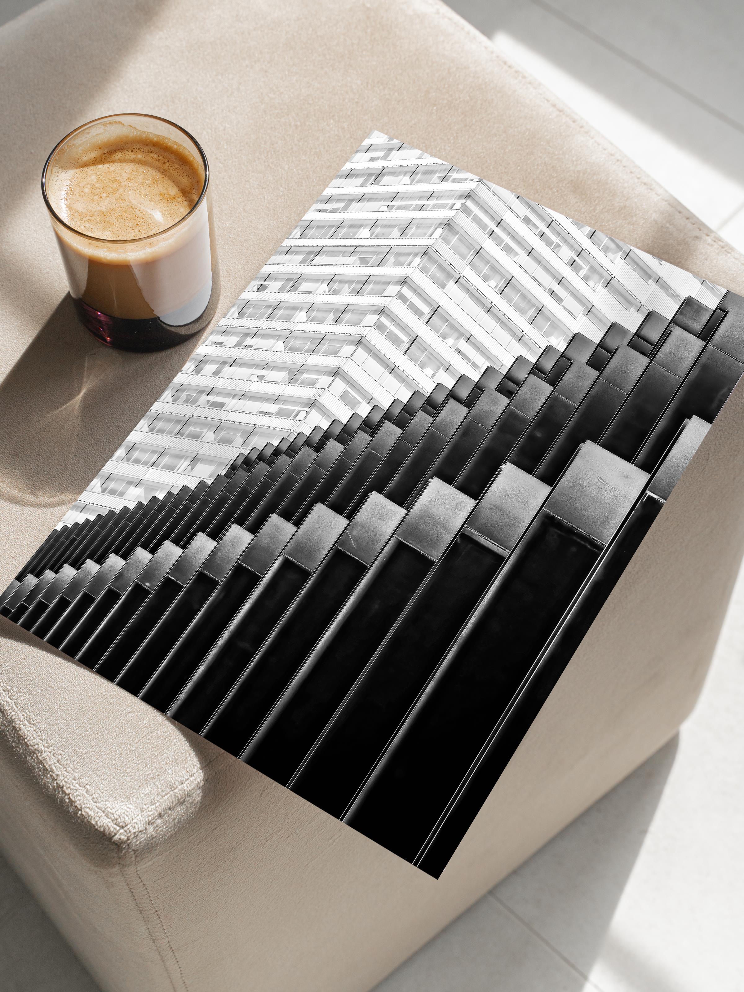 Mimari Poster, Siyah Beyaz Çerçevesiz Poster, Sanatsal Baskı NO:5 Estetik Ofis Duvar Dekoru, Dikey