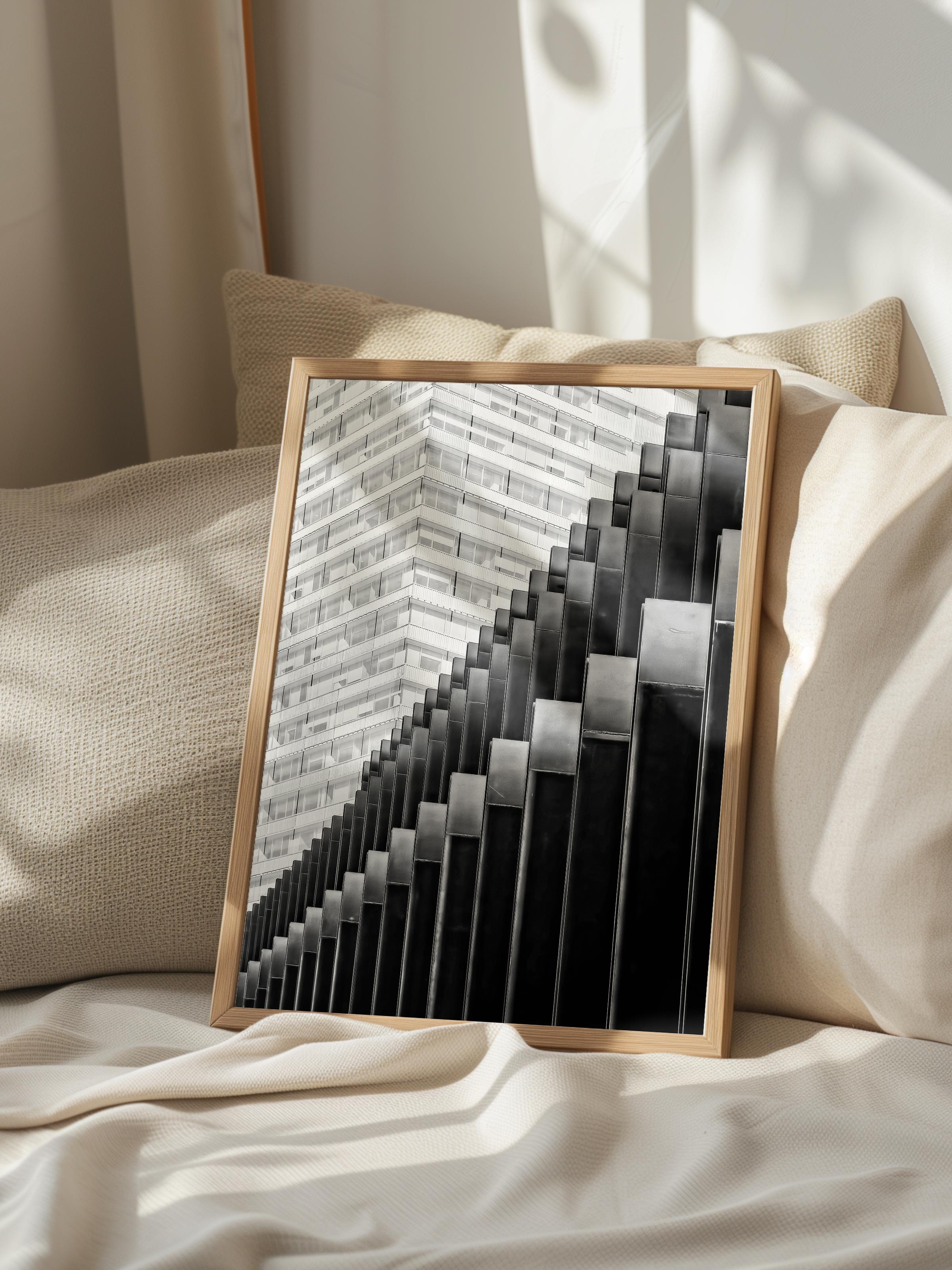 Mimari Poster, Siyah Beyaz Çerçevesiz Poster, Sanatsal Baskı NO:5 Estetik Ofis Duvar Dekoru, Dikey