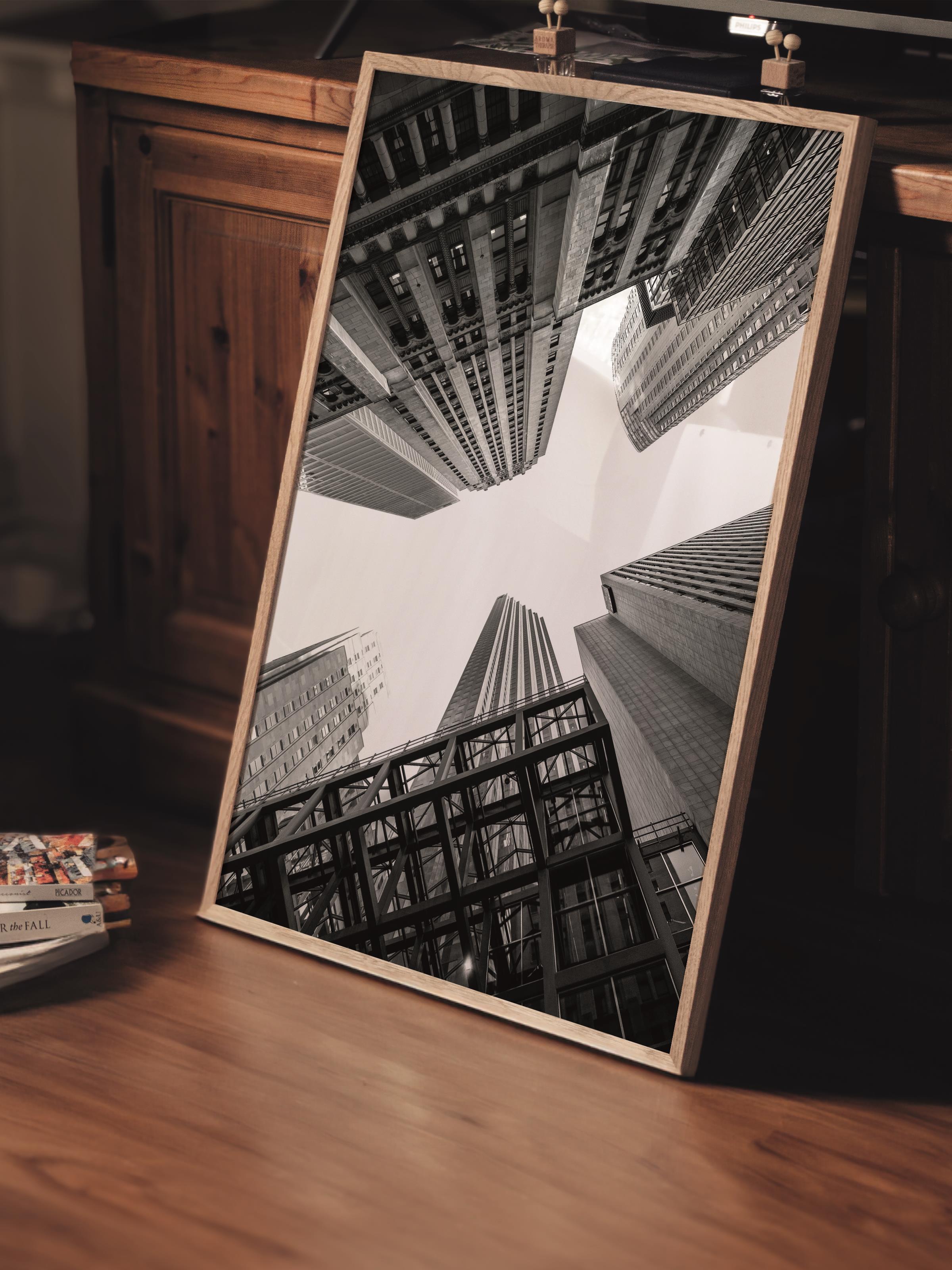 Mimari Poster, Siyah Beyaz Çerçevesiz Poster, Sanatsal Baskı NO:50 Estetik Ofis Duvar Dekoru, Dikey