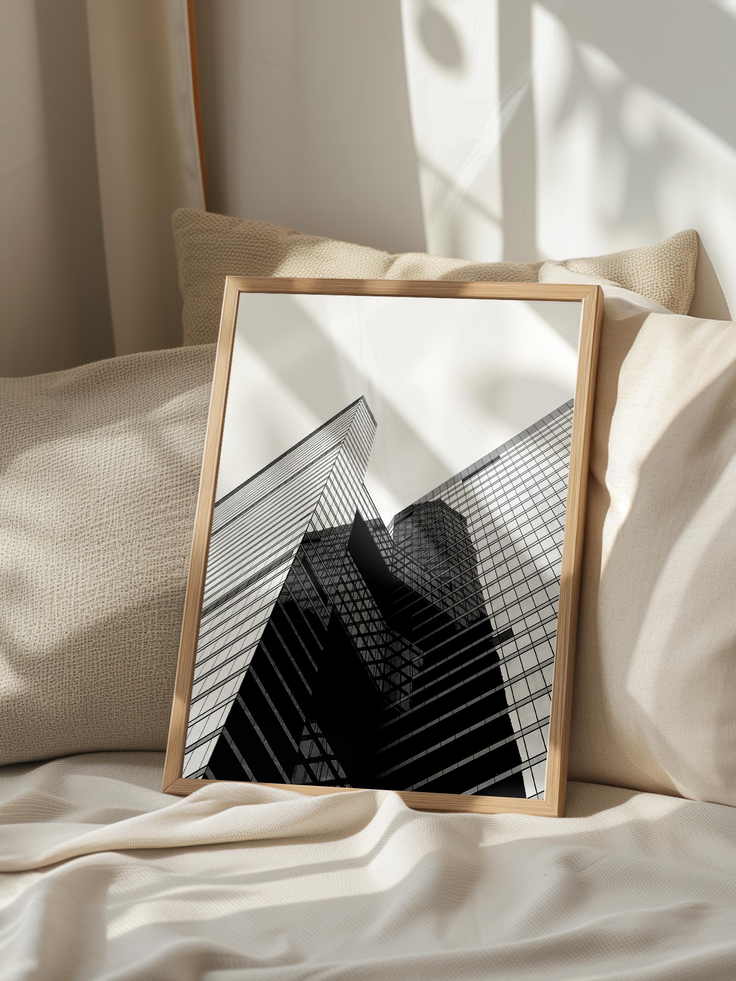 Mimari Poster, Siyah Beyaz Çerçevesiz Poster, Sanatsal Baskı NO:52 Estetik Ofis Duvar Dekoru, Dikey