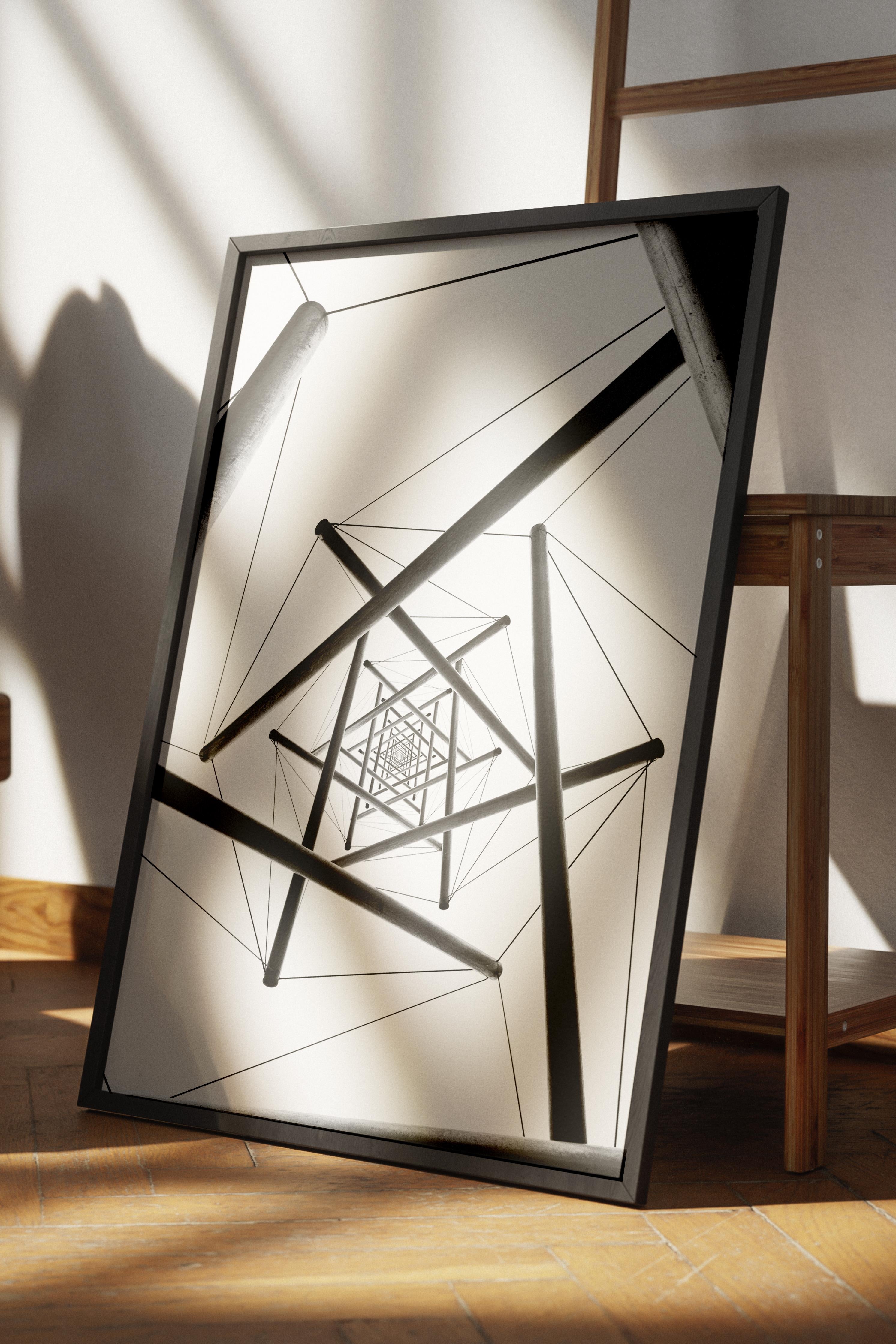 Mimari Poster, Siyah Beyaz Çerçevesiz Poster, Sanatsal Baskı NO:66 Estetik Ofis Duvar Dekoru, Dikey