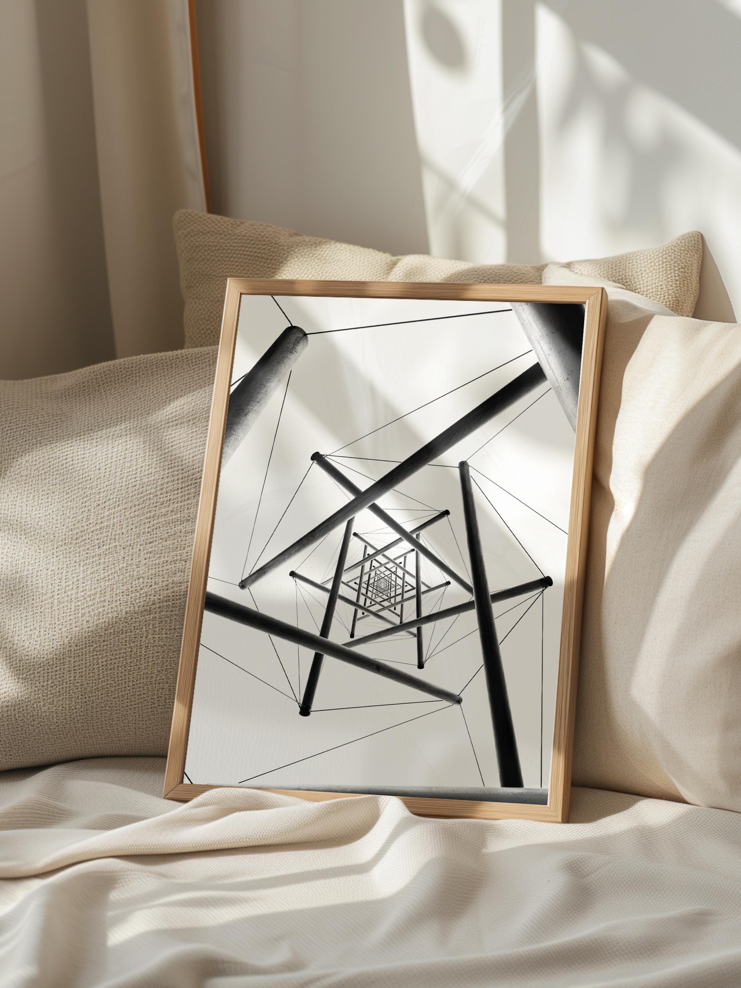 Mimari Poster, Siyah Beyaz Çerçevesiz Poster, Sanatsal Baskı NO:66 Estetik Ofis Duvar Dekoru, Dikey