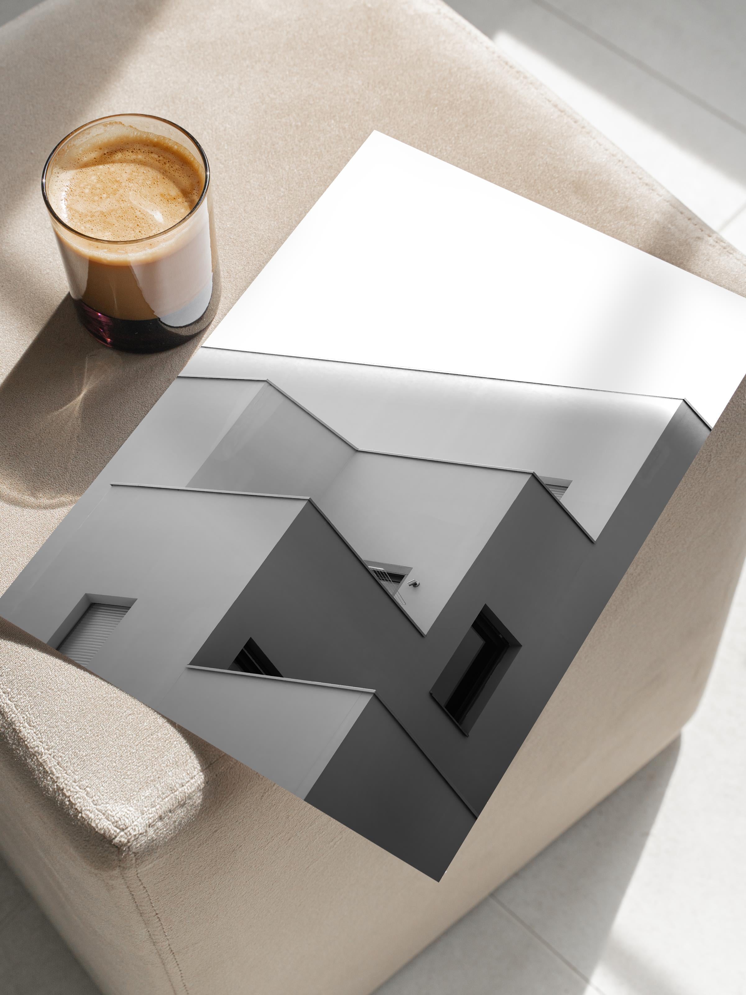 Mimari Poster, Siyah Beyaz Çerçevesiz Poster, Sanatsal Baskı NO:67 Estetik Ofis Duvar Dekoru, Dikey