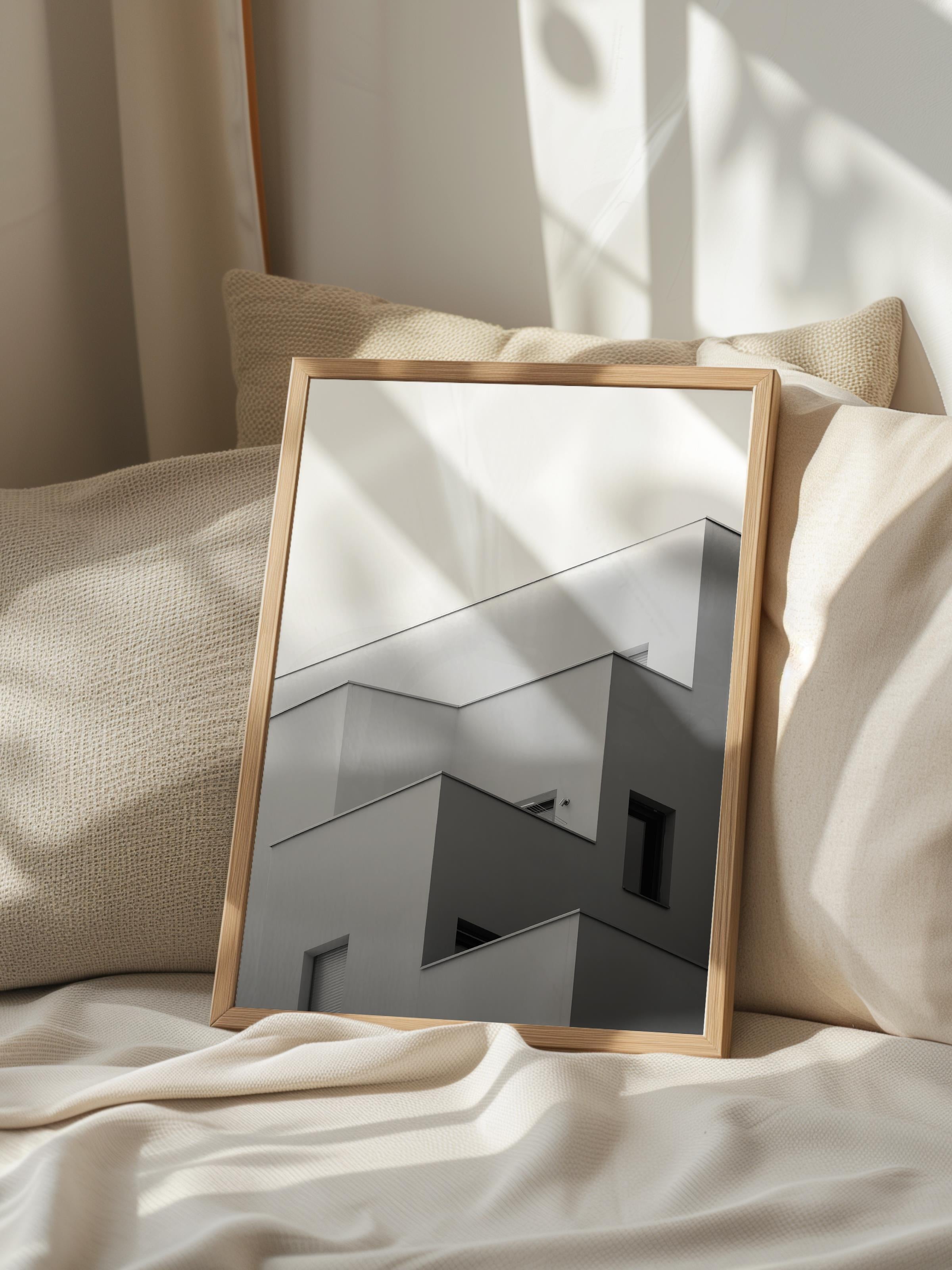 Mimari Poster, Siyah Beyaz Çerçevesiz Poster, Sanatsal Baskı NO:67 Estetik Ofis Duvar Dekoru, Dikey