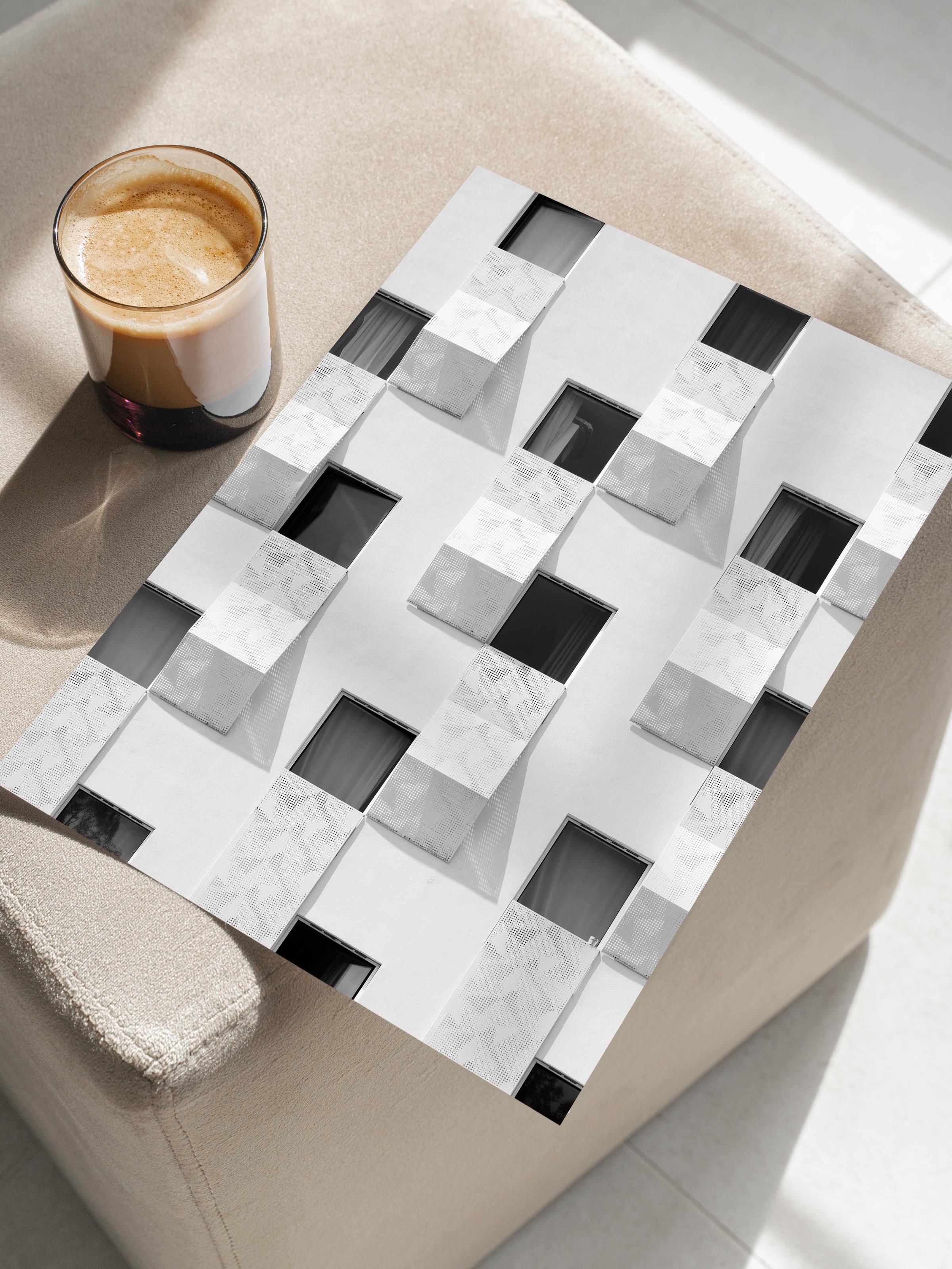 Mimari Poster, Siyah Beyaz Çerçevesiz Poster, Sanatsal Baskı NO:68 Estetik Ofis Duvar Dekoru, Dikey