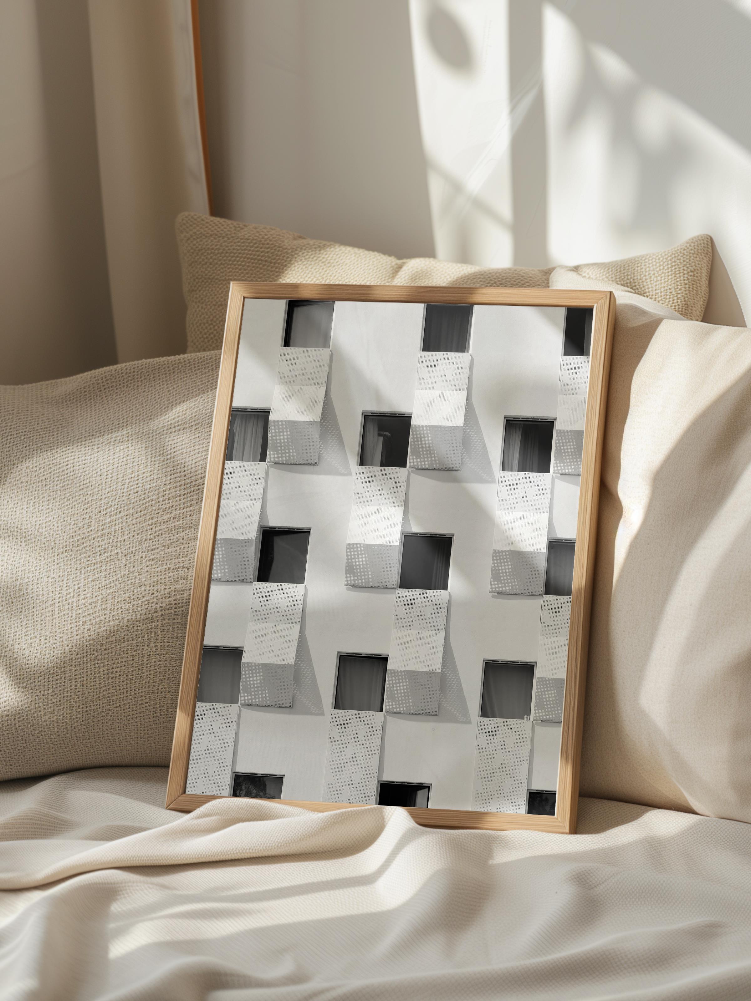 Mimari Poster, Siyah Beyaz Çerçevesiz Poster, Sanatsal Baskı NO:68 Estetik Ofis Duvar Dekoru, Dikey