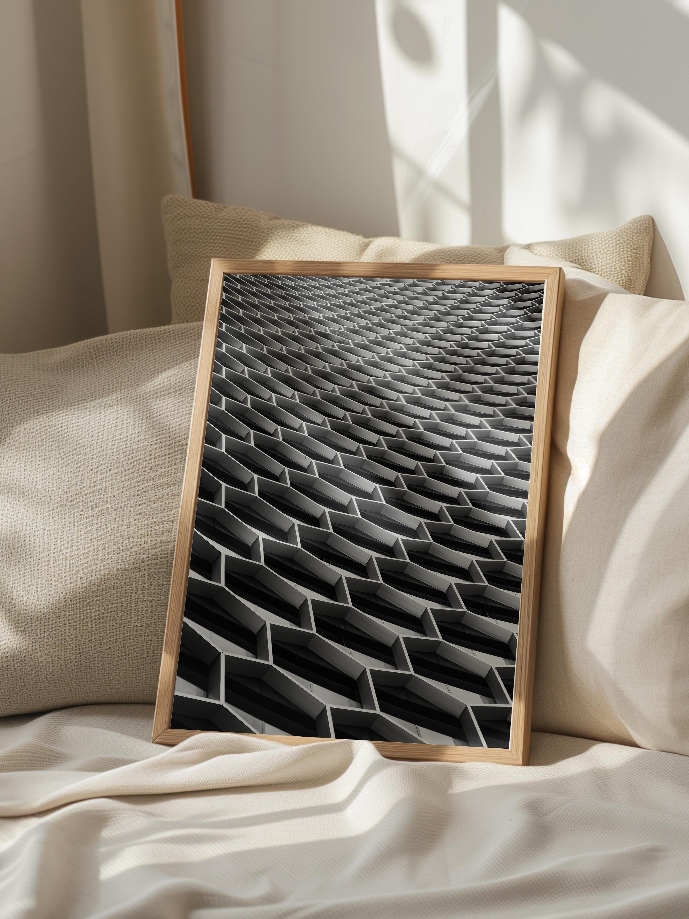 Mimari Poster, Siyah Beyaz Çerçevesiz Poster, Sanatsal Baskı NO:69 Estetik Ofis Duvar Dekoru, Dikey