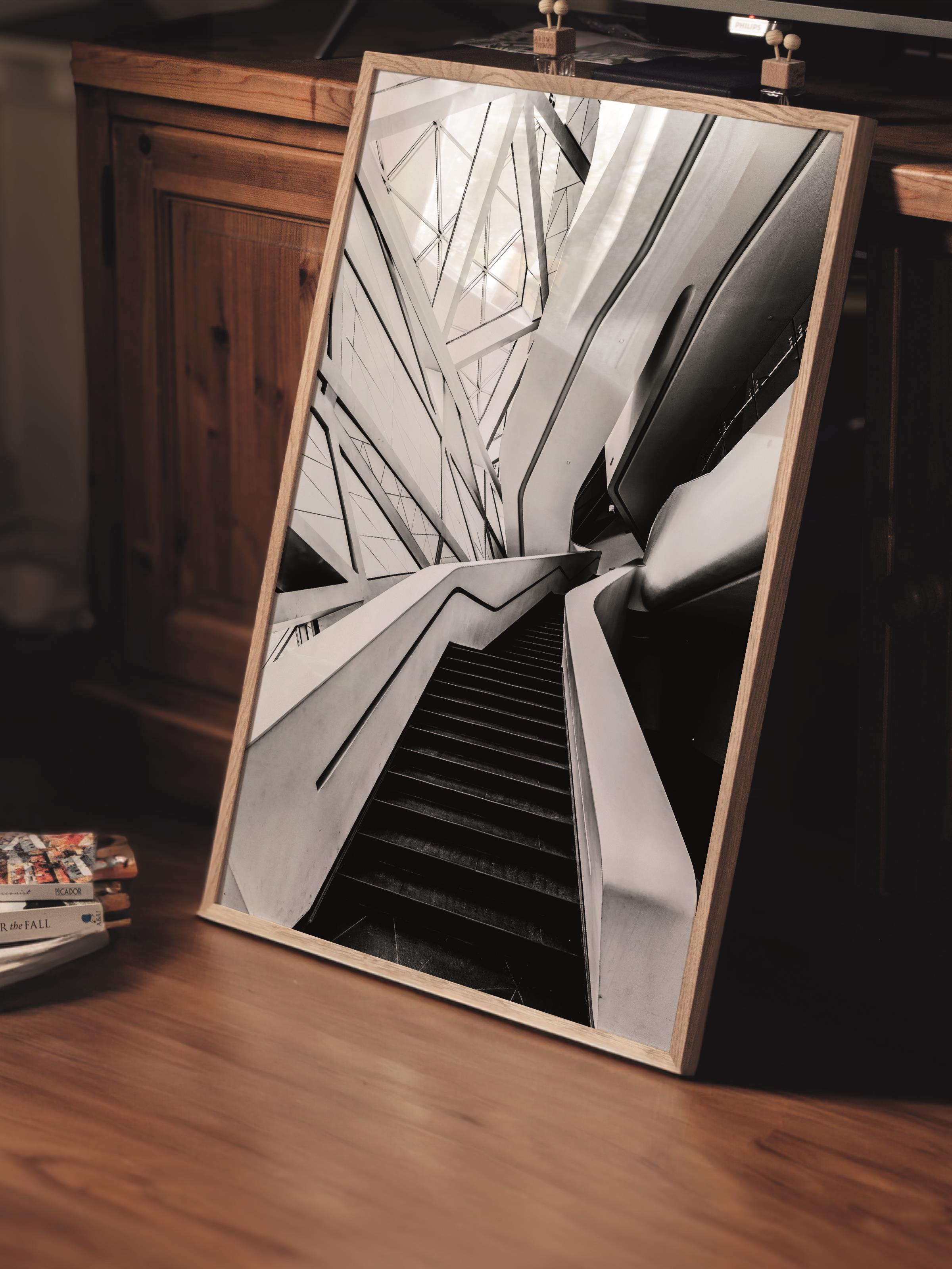 Mimari Poster, Siyah Beyaz Çerçevesiz Poster, Sanatsal Baskı NO:7 Estetik Ofis Duvar Dekoru, Dikey