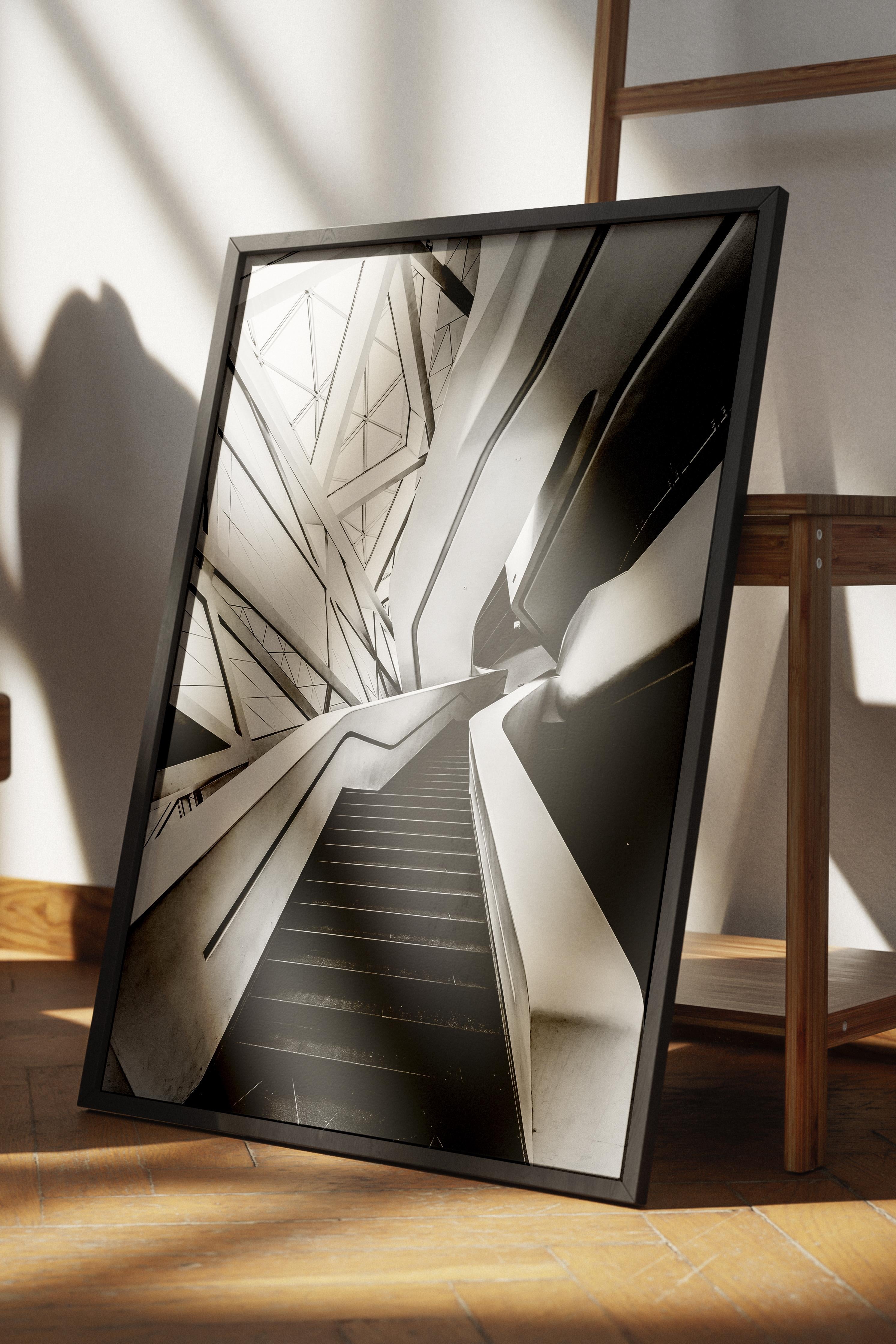 Mimari Poster, Siyah Beyaz Çerçevesiz Poster, Sanatsal Baskı NO:7 Estetik Ofis Duvar Dekoru, Dikey