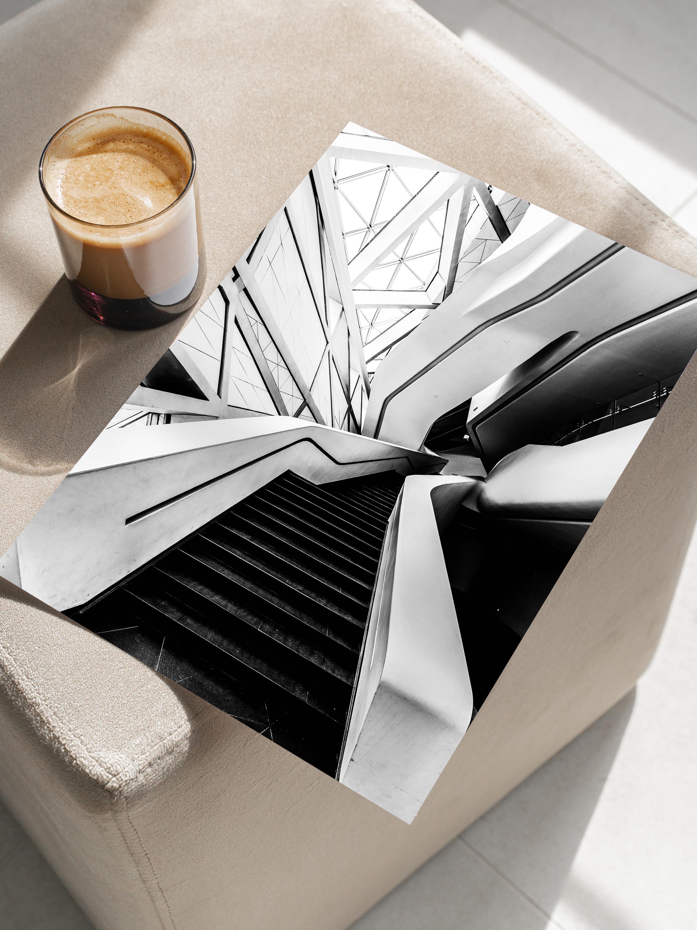 Mimari Poster, Siyah Beyaz Çerçevesiz Poster, Sanatsal Baskı NO:7 Estetik Ofis Duvar Dekoru, Dikey