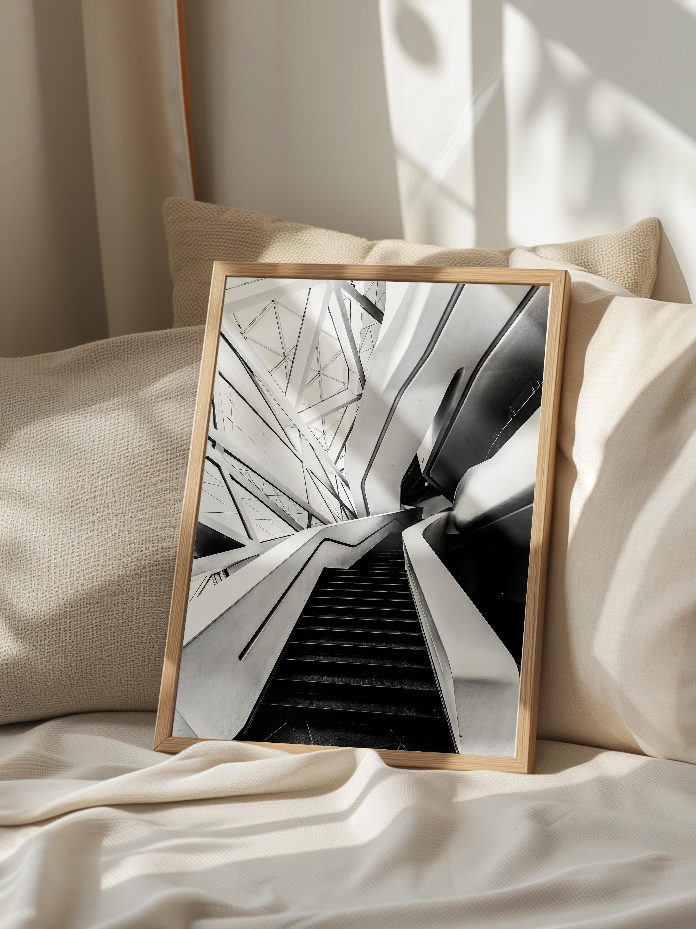 Mimari Poster, Siyah Beyaz Çerçevesiz Poster, Sanatsal Baskı NO:7 Estetik Ofis Duvar Dekoru, Dikey