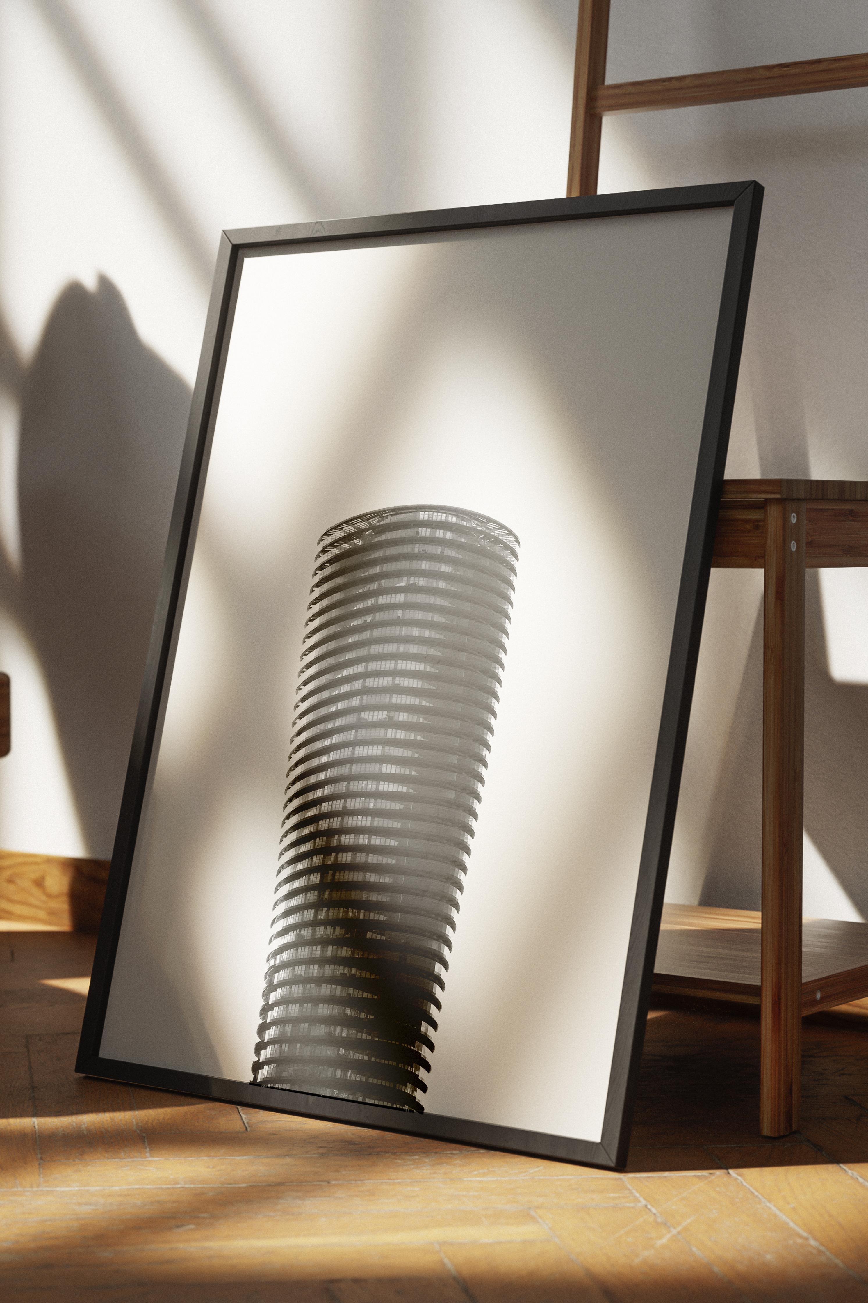 Mimari Poster, Siyah Beyaz Çerçevesiz Poster, Sanatsal Baskı NO:70 Estetik Ofis Duvar Dekoru, Dikey