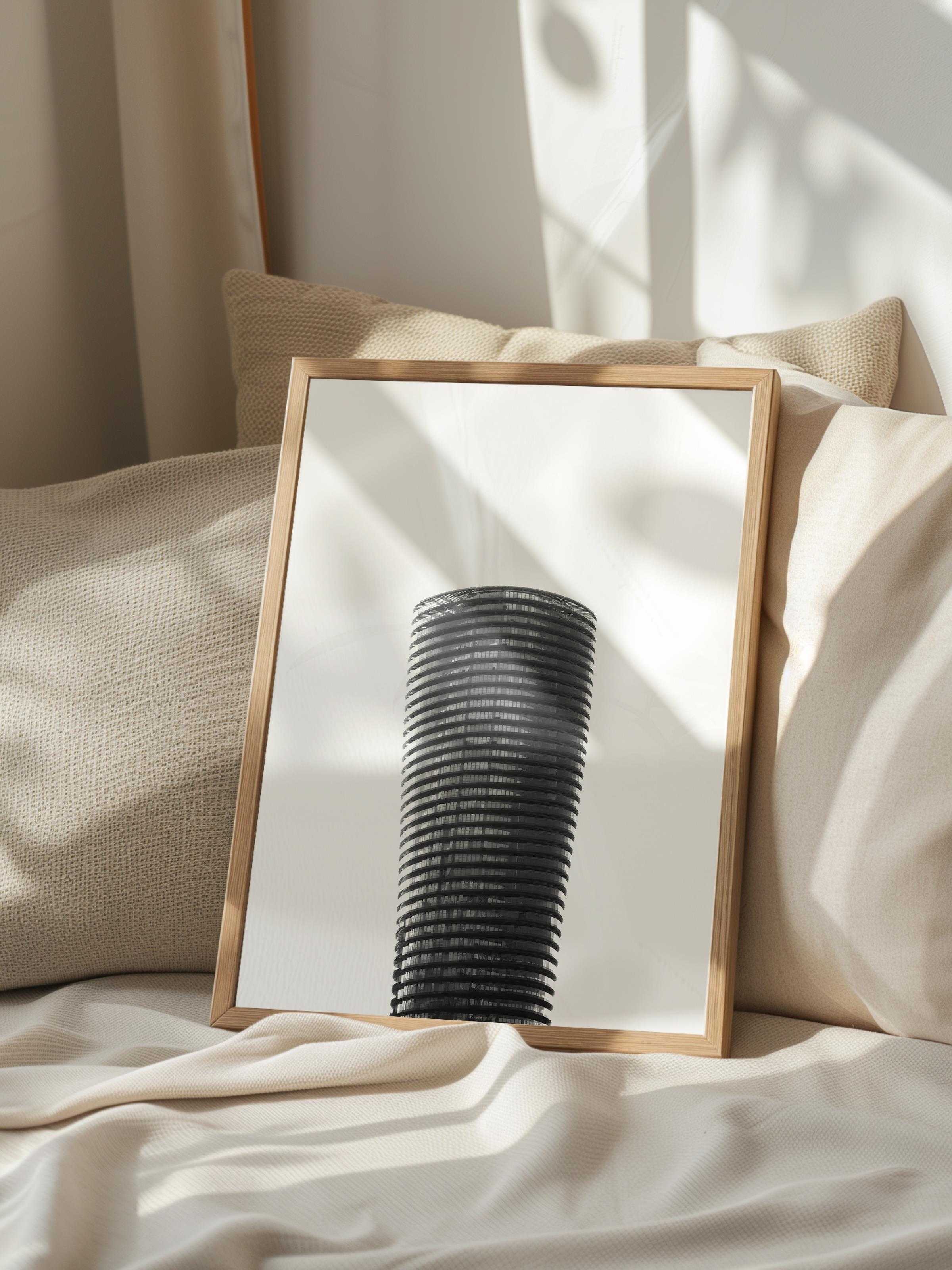 Mimari Poster, Siyah Beyaz Çerçevesiz Poster, Sanatsal Baskı NO:70 Estetik Ofis Duvar Dekoru, Dikey