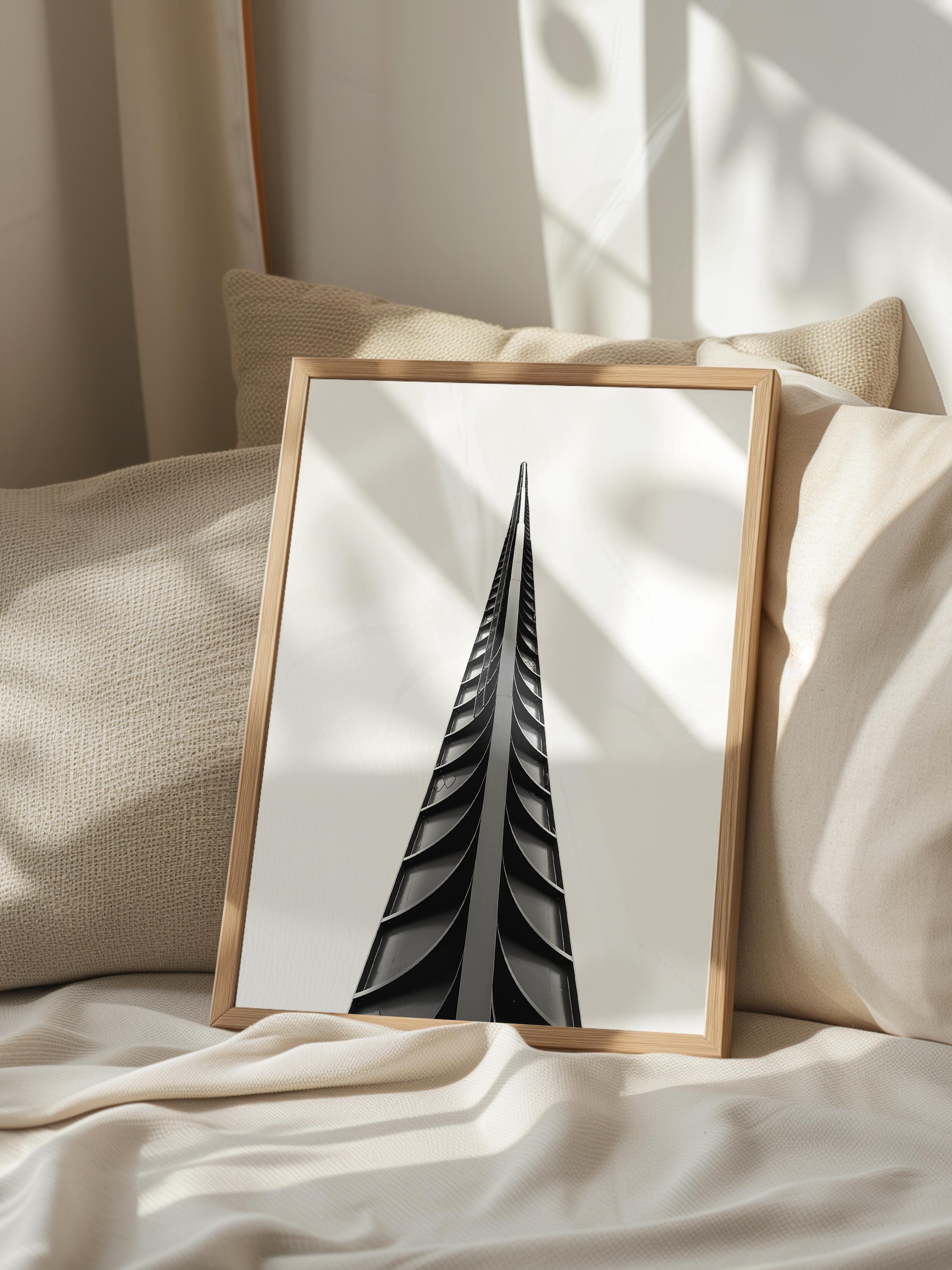 Mimari Poster, Siyah Beyaz Çerçevesiz Poster, Sanatsal Baskı NO:72 Estetik Ofis Duvar Dekoru, Dikey