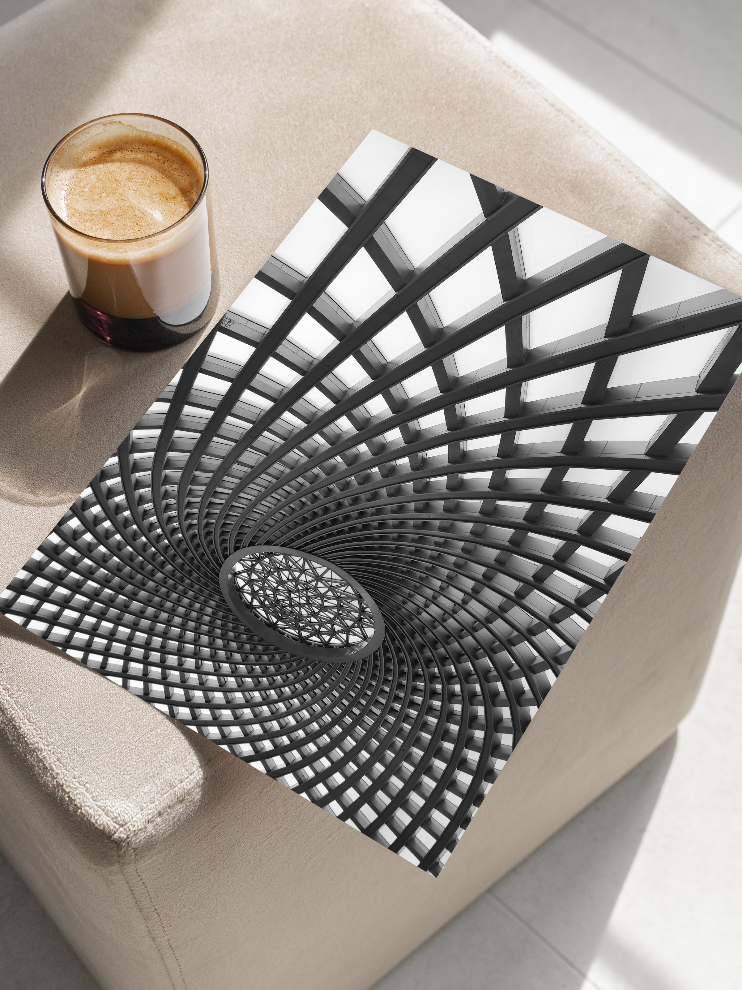 Mimari Poster, Siyah Beyaz Çerçevesiz Poster, Sanatsal Baskı NO:77 Estetik Ofis Duvar Dekoru, Dikey