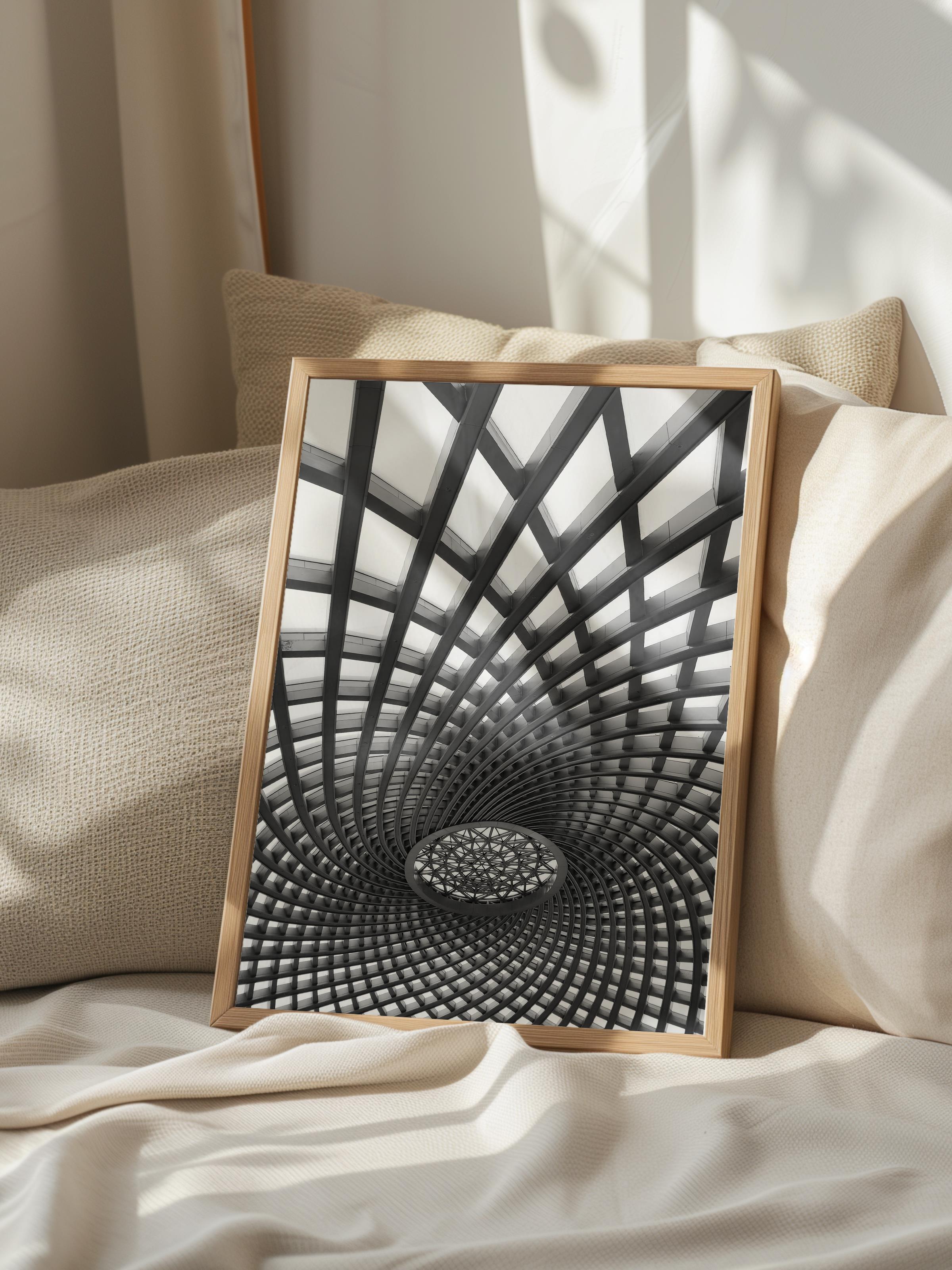 Mimari Poster, Siyah Beyaz Çerçevesiz Poster, Sanatsal Baskı NO:77 Estetik Ofis Duvar Dekoru, Dikey