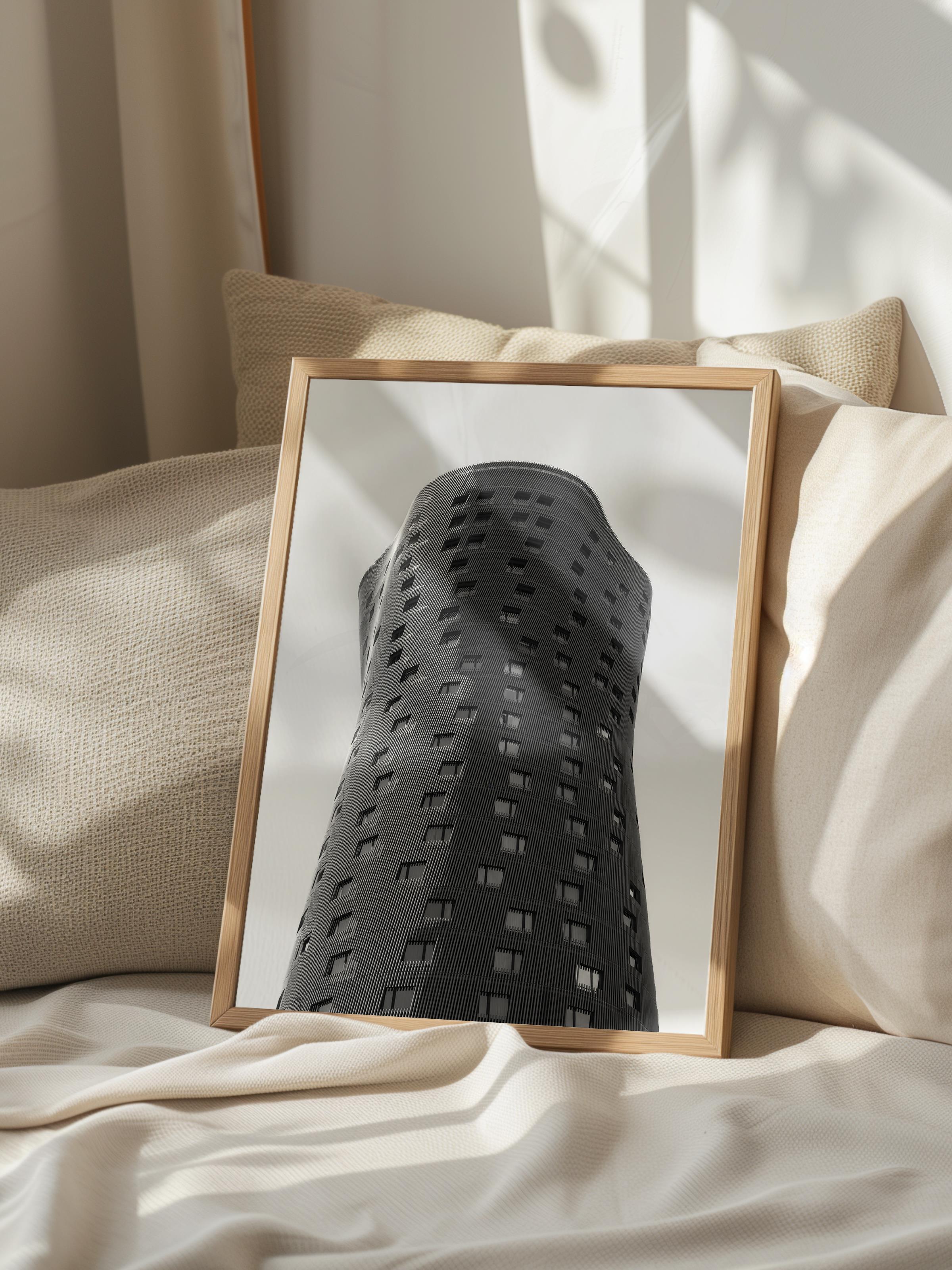 Mimari Poster, Siyah Beyaz Çerçevesiz Poster, Sanatsal Baskı NO:80 Estetik Ofis Duvar Dekoru, Dikey