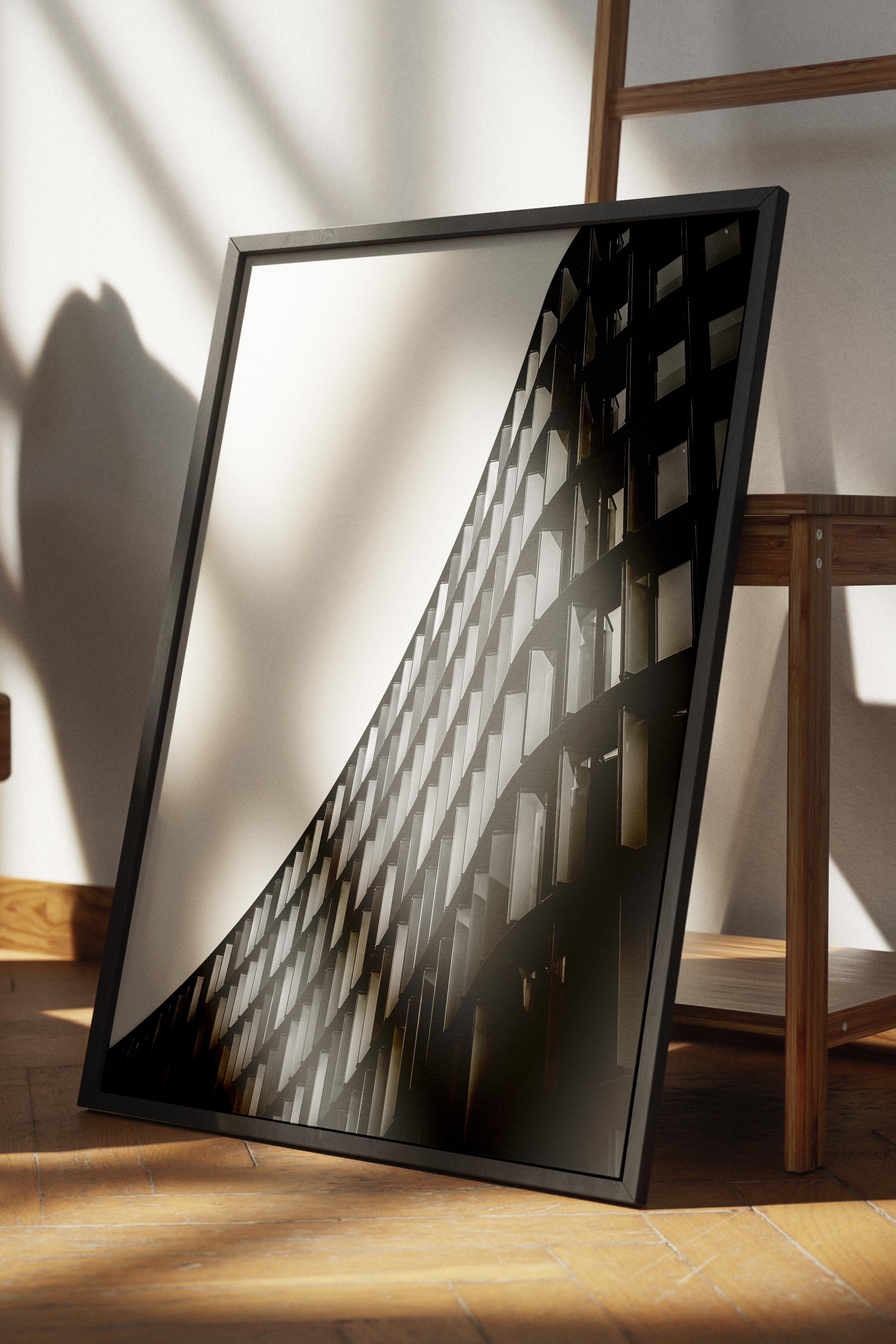 Mimari Poster, Siyah Beyaz Çerçevesiz Poster, Sanatsal Baskı NO:81 Estetik Ofis Duvar Dekoru, Dikey