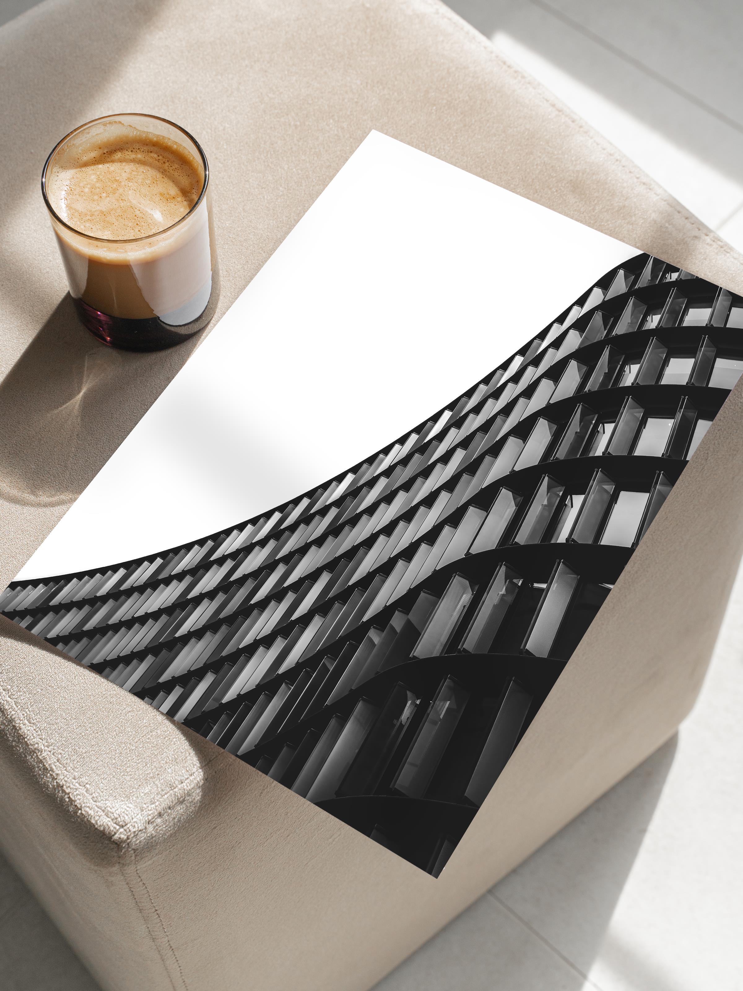 Mimari Poster, Siyah Beyaz Çerçevesiz Poster, Sanatsal Baskı NO:81 Estetik Ofis Duvar Dekoru, Dikey