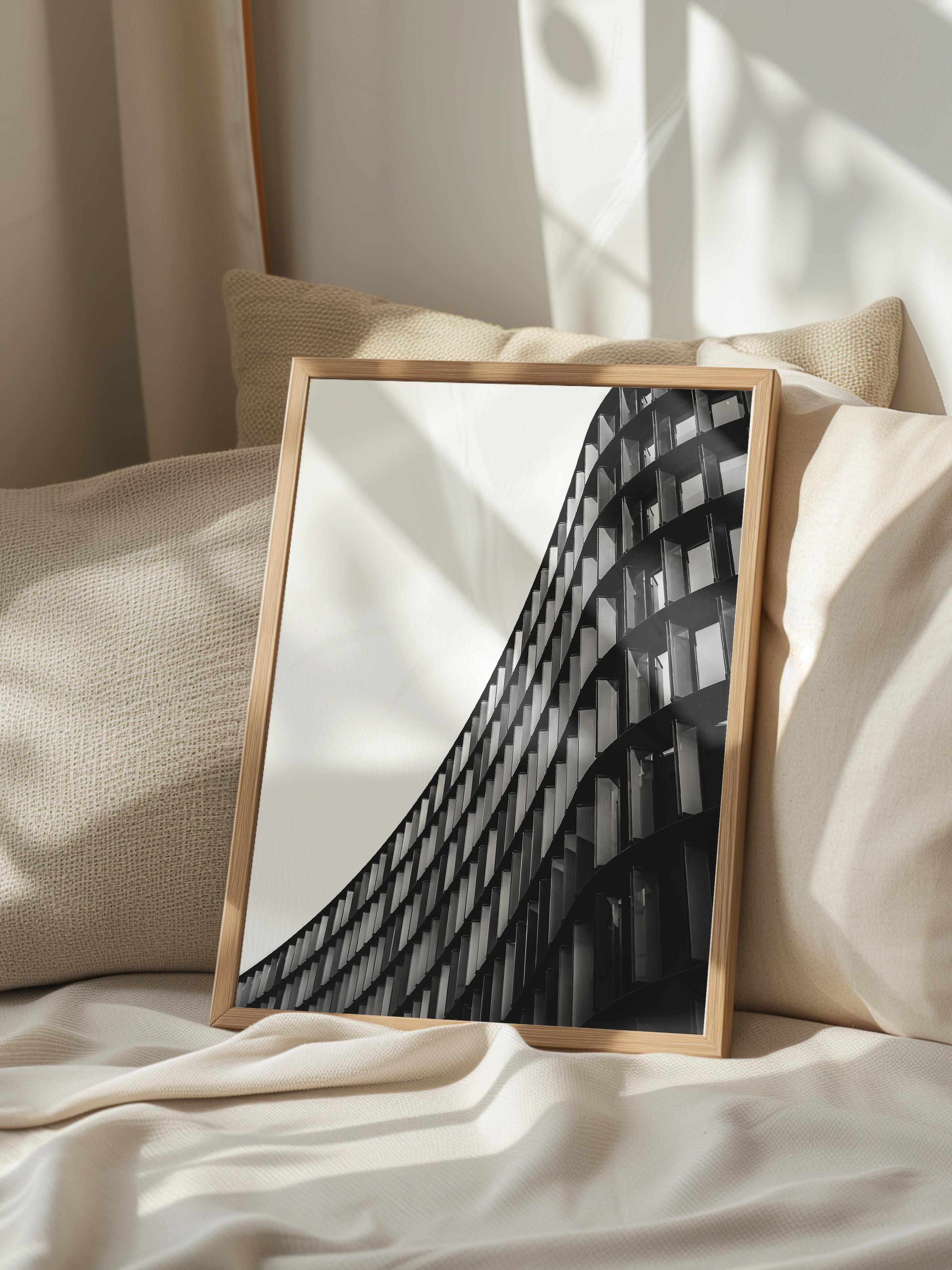 Mimari Poster, Siyah Beyaz Çerçevesiz Poster, Sanatsal Baskı NO:81 Estetik Ofis Duvar Dekoru, Dikey