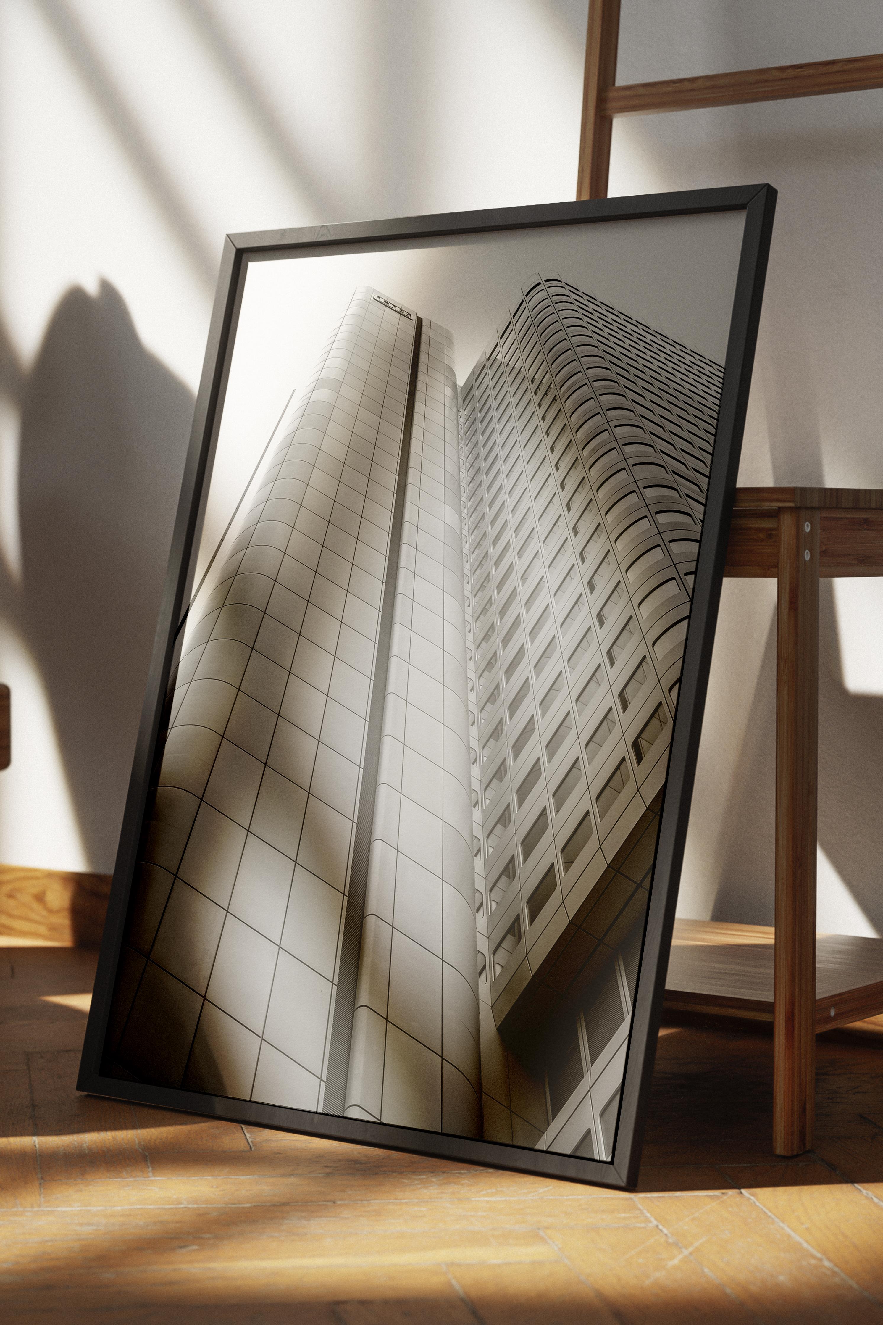 Mimari Poster, Siyah Beyaz Çerçevesiz Poster, Sanatsal Baskı NO:92 Estetik Ofis Duvar Dekoru, Dikey