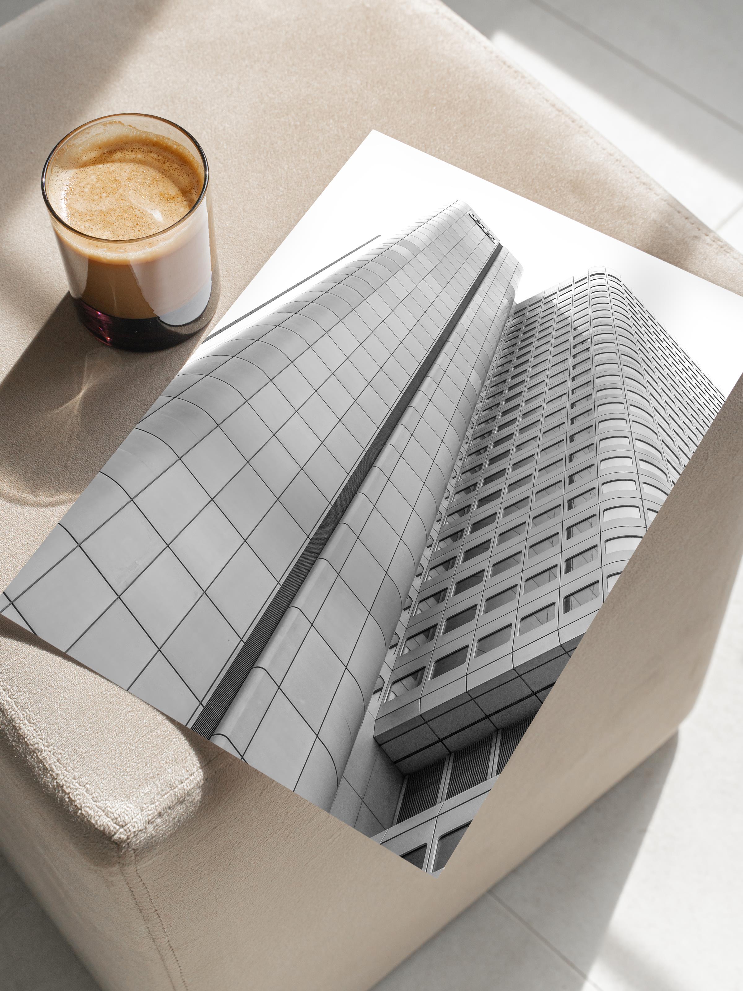 Mimari Poster, Siyah Beyaz Çerçevesiz Poster, Sanatsal Baskı NO:92 Estetik Ofis Duvar Dekoru, Dikey