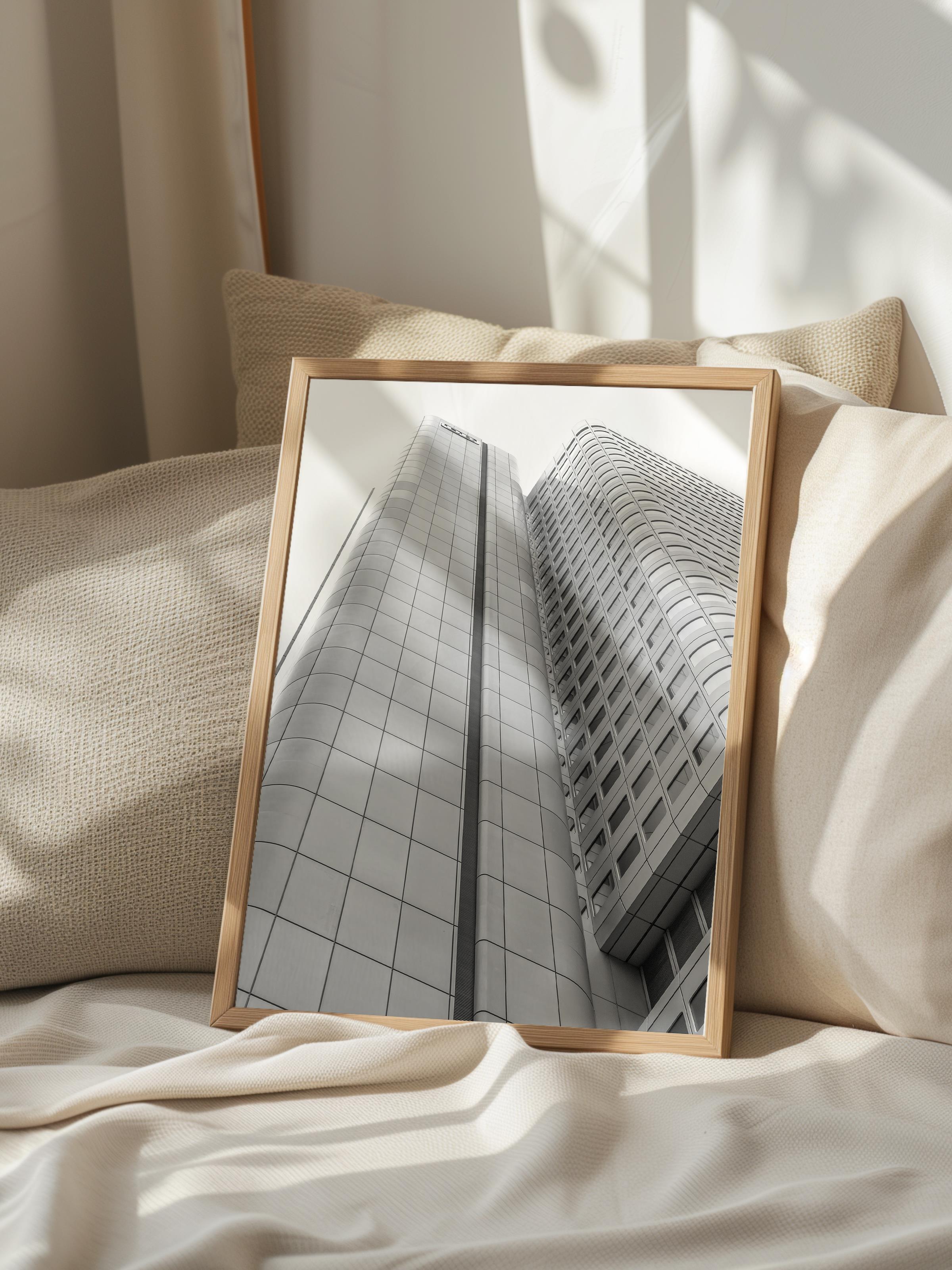 Mimari Poster, Siyah Beyaz Çerçevesiz Poster, Sanatsal Baskı NO:92 Estetik Ofis Duvar Dekoru, Dikey