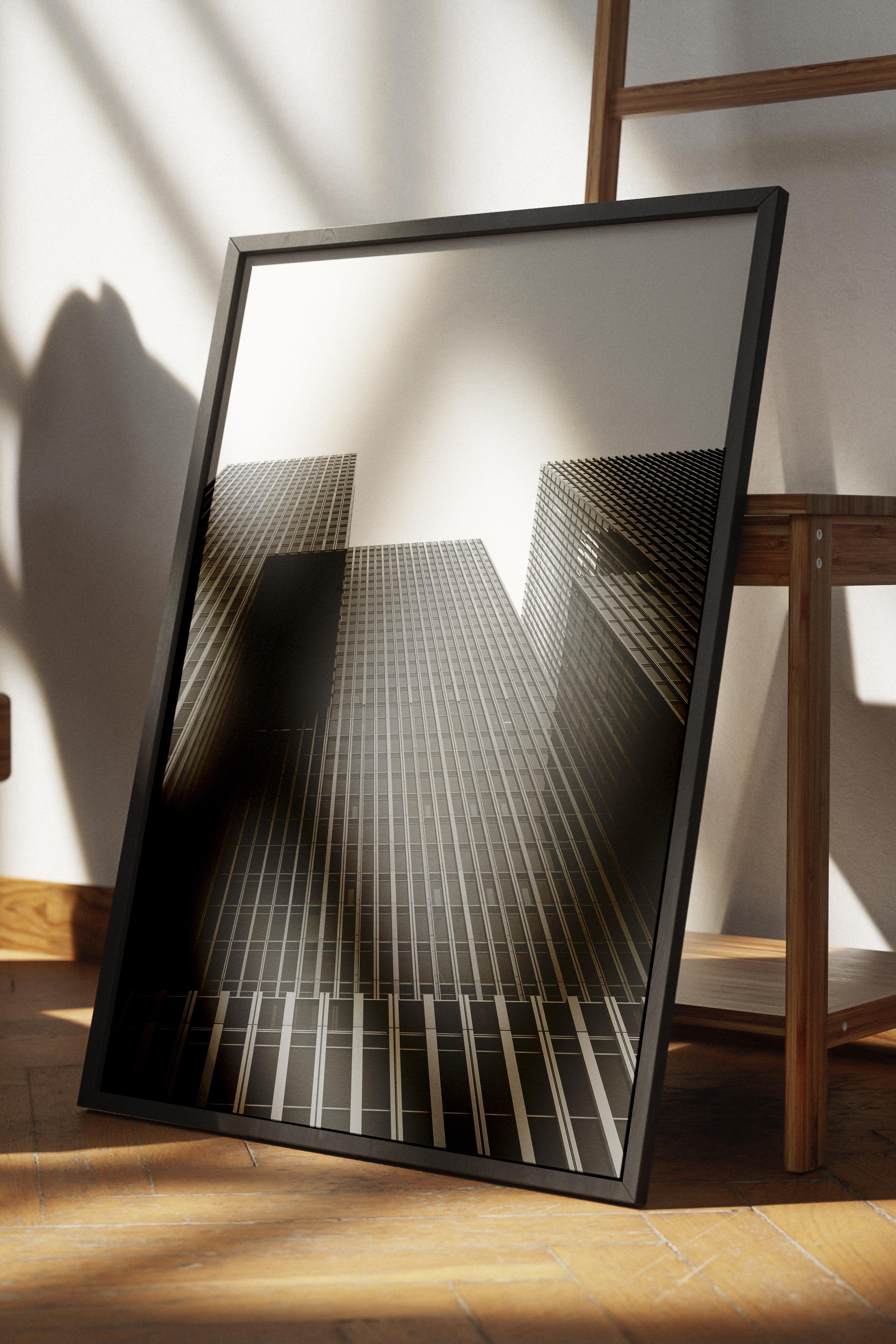 Mimari Poster, Siyah Beyaz Çerçevesiz Poster, Sanatsal Baskı NO:93 Estetik Ofis Duvar Dekoru, Dikey