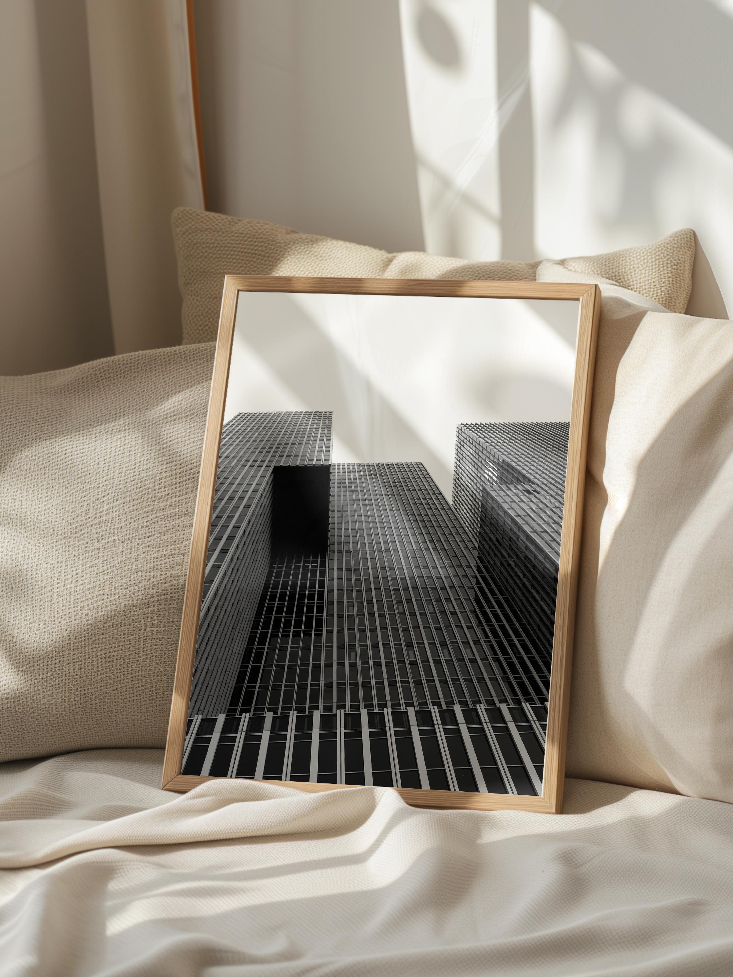 Mimari Poster, Siyah Beyaz Çerçevesiz Poster, Sanatsal Baskı NO:93 Estetik Ofis Duvar Dekoru, Dikey