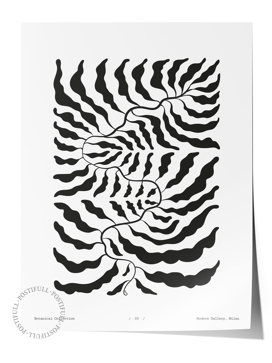 Soyut Bitki Deseni İskandinav Çerçevesiz Poster
