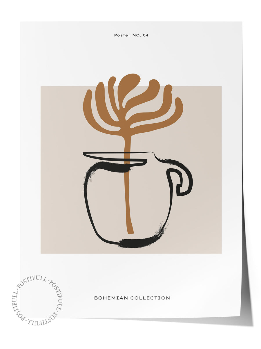 Soyut Çiçek Vazo İskandinav Çerçevesiz Poster