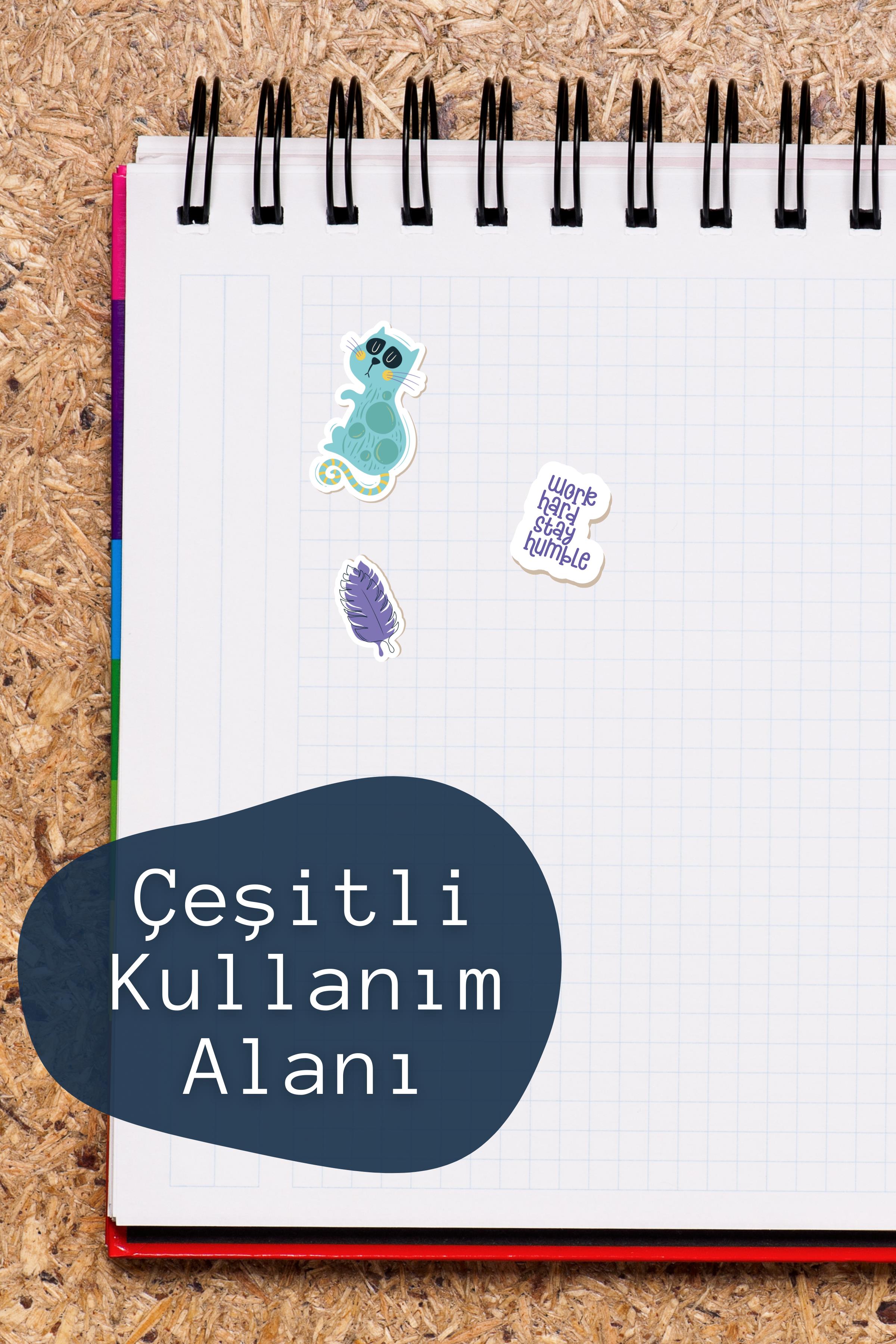 Minimal Temalı Sticker ve Etiket Seti - Orta Boy - Su Geçirmez, Kalın Yapışkanlı Sticker Seti