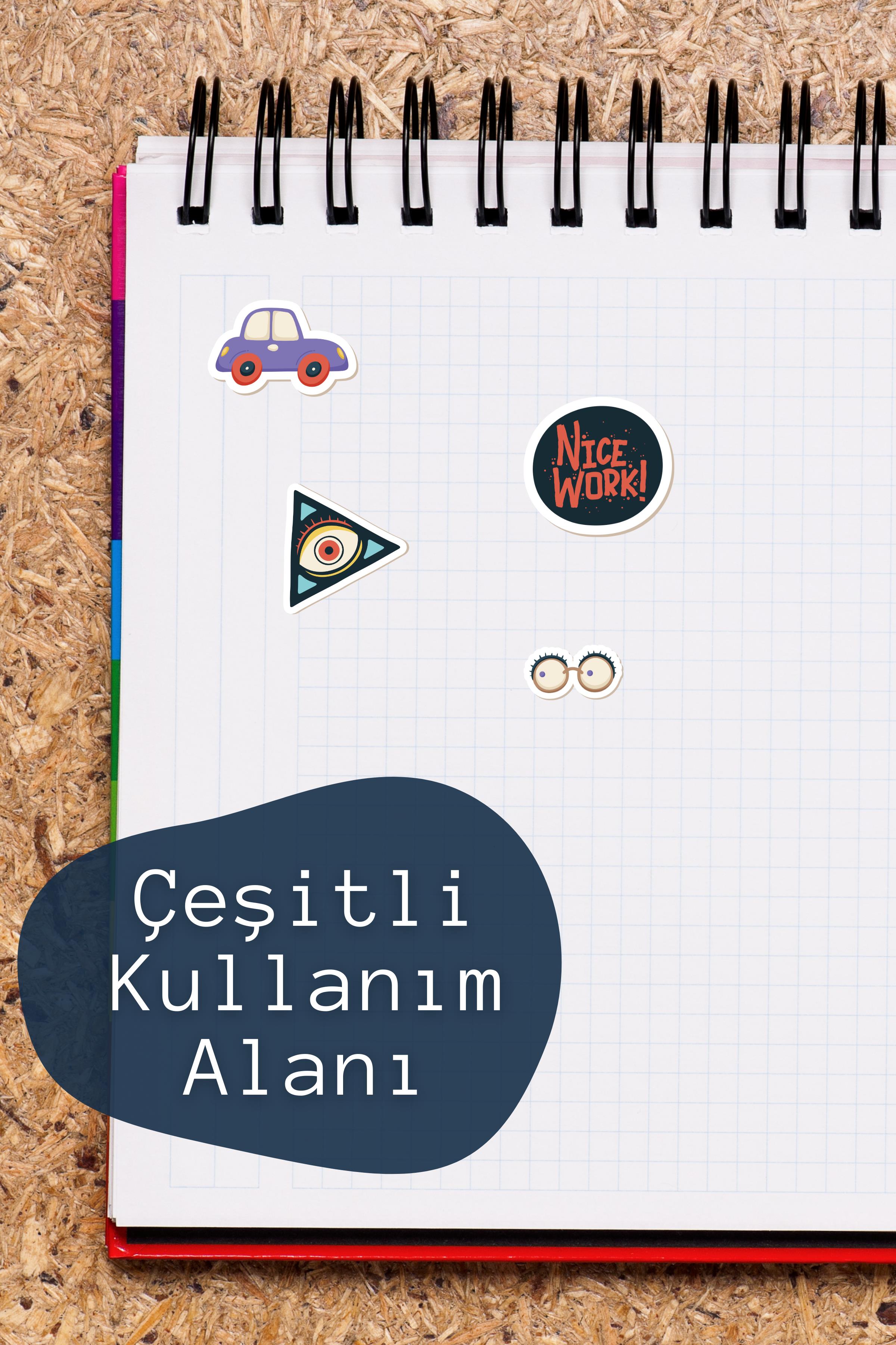 Minimal Temalı Sticker ve Etiket Seti - Orta Boy - Su Geçirmez, Kalın Yapışkanlı Sticker Seti