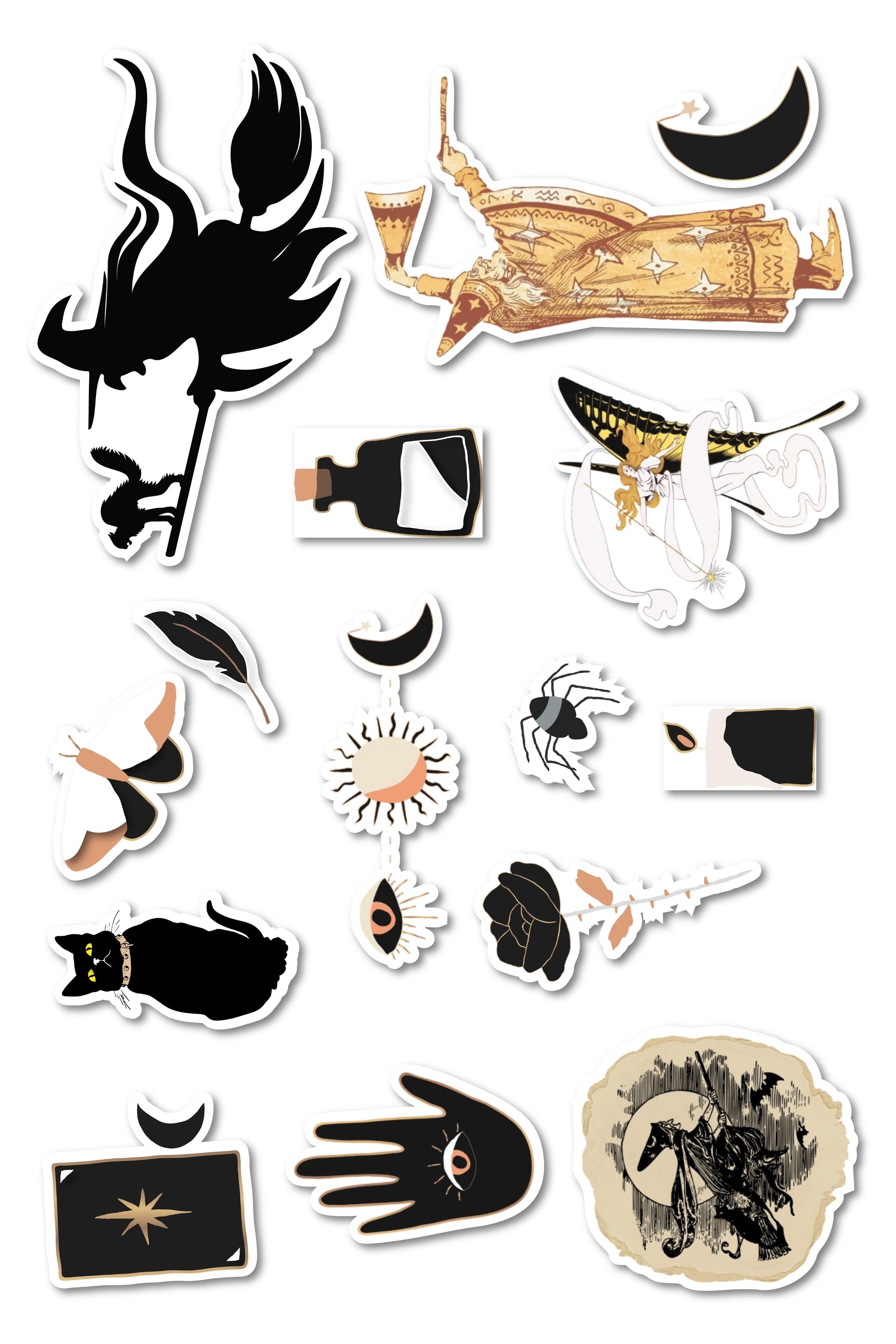 Mistik Etiket Seti, Büyük Boy, 14 Adet Su Geçirmez, Sticker Seti, Laptop, Telefon, Valiz Uyumlu