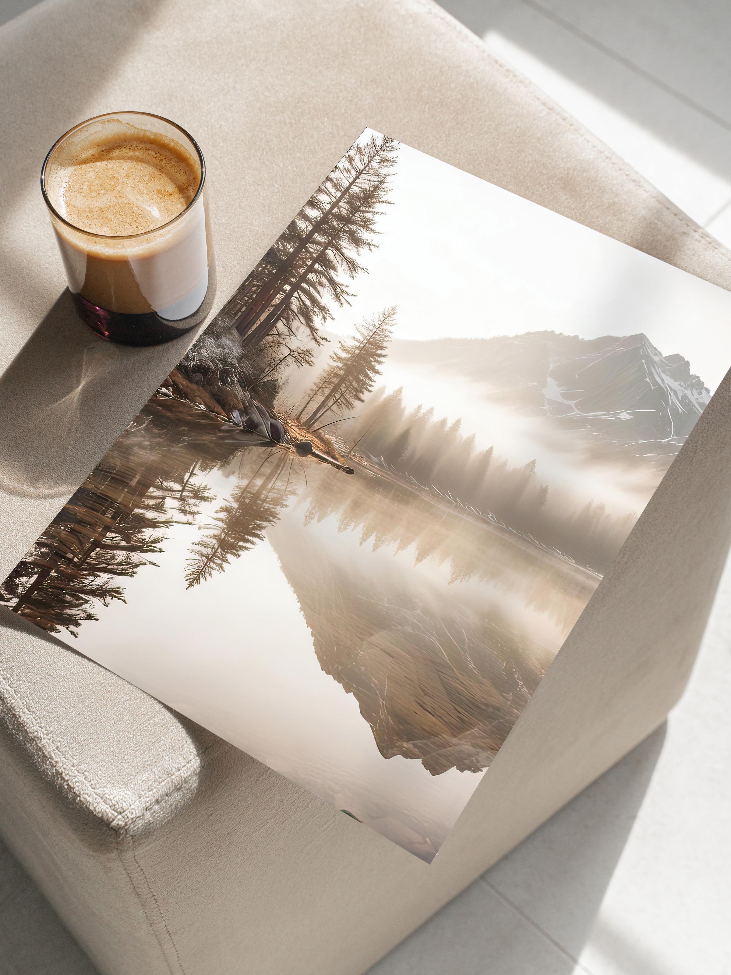 Misty Sunrise Poster, Çerçevesiz Duvar Posteri, Dikey Duvar Tablosu Comfort Serisi NO:108295