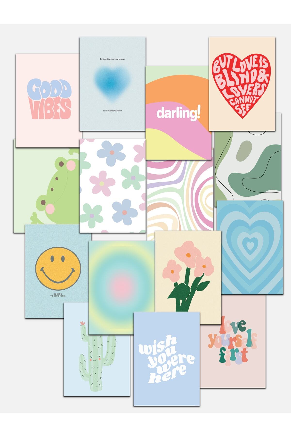 Modern Duvar Tablo Seti, Çerçevesiz, Duvar Poster Seti, 15 Adet Posterler, Renkli Ve Canlı Baskı