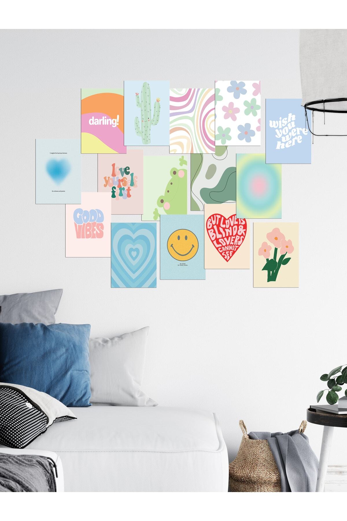 Modern Duvar Tablo Seti, Çerçevesiz, Duvar Poster Seti, 15 Adet Posterler, Renkli Ve Canlı Baskı